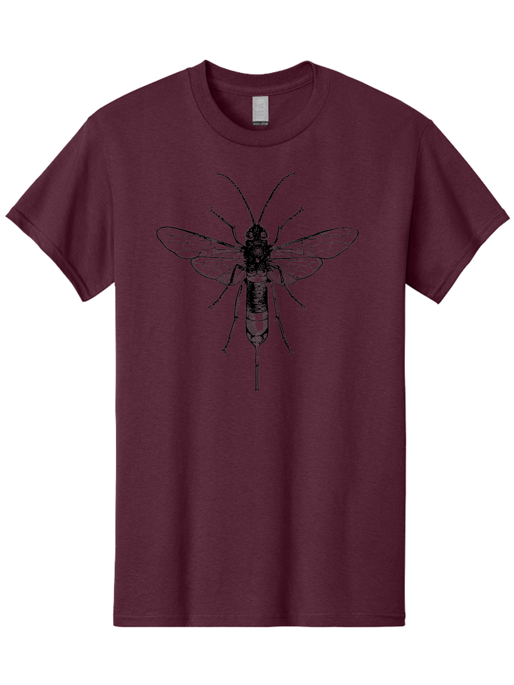 Wasp Men'S Graphic Tee, 100% Cotton, Comfortable Casual Summer Wear, Machine Washable, Black And Green Wasp, Insect Anatomy, Entomology Illustration, Detailed Drawing, Scientific Art, Insect Wings, Wasp Body, Bug Illustration Aab560