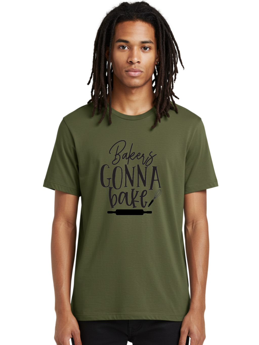 Bakers-Gonna-Bake Men'S Graphic Tee, 100% Cotton, Comfortable Casual Summer Wear, Machine Washable, Baking Quote, Bakers Gonna Bake, Bakery Slogan, Baking Humor, Rolling Pin, Whisk, Baking Utensils, Baker'S Quote, Funny Baking Saying Aab563