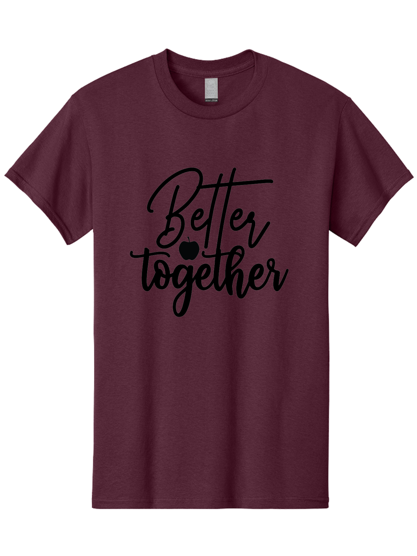Better-Together Men'S Graphic Tee, 100% Cotton, Comfortable Casual Summer Wear, Machine Washable, Better Together, Inspirational Quote, Apple Symbol, Teamwork, Unity, Motivational Phrase, Cursive Text, Black Font, Educational Theme Aab565