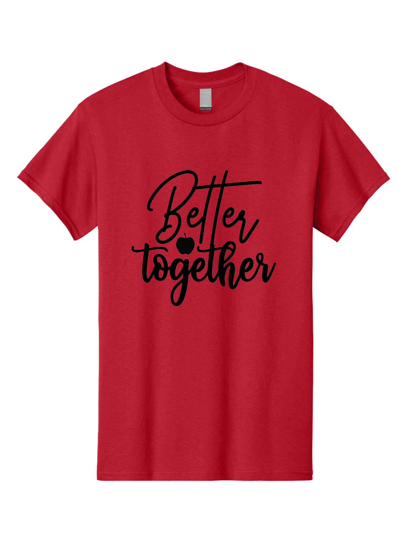 Better-Together Men'S Graphic Tee, 100% Cotton, Comfortable Casual Summer Wear, Machine Washable, Better Together, Inspirational Quote, Apple Symbol, Teamwork, Unity, Motivational Phrase, Cursive Text, Black Font, Educational Theme Aab565