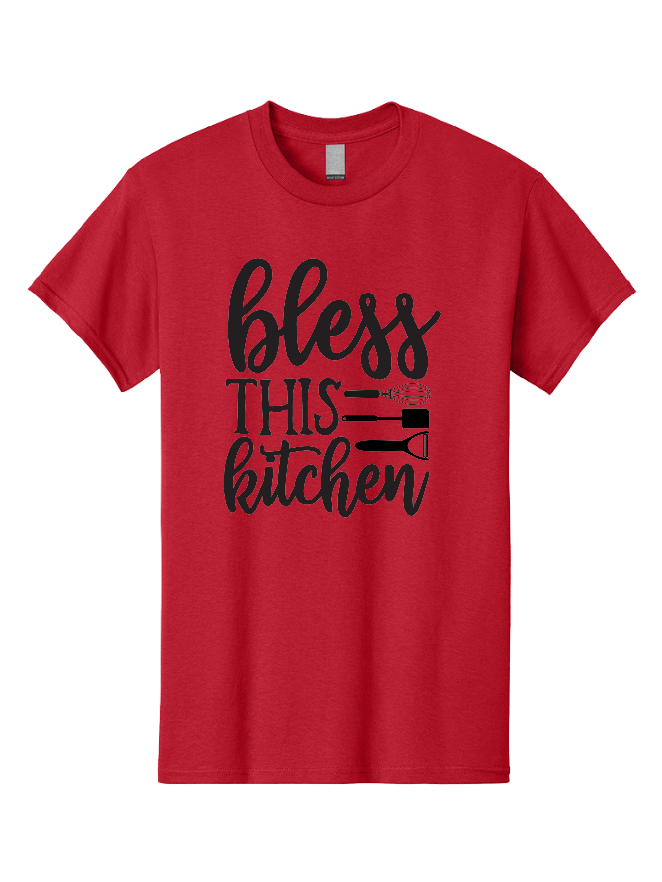 Bless-This-Kitchen Men'S Graphic Tee, 100% Cotton, Comfortable Casual Summer Wear, Machine Washable, Kitchen Decor, Cooking Inspiration, Home Blessing, Kitchen Utensils, Cooking Love, Kitchen Decoration, Kitchenware, Whisk, Spatula, Aab566