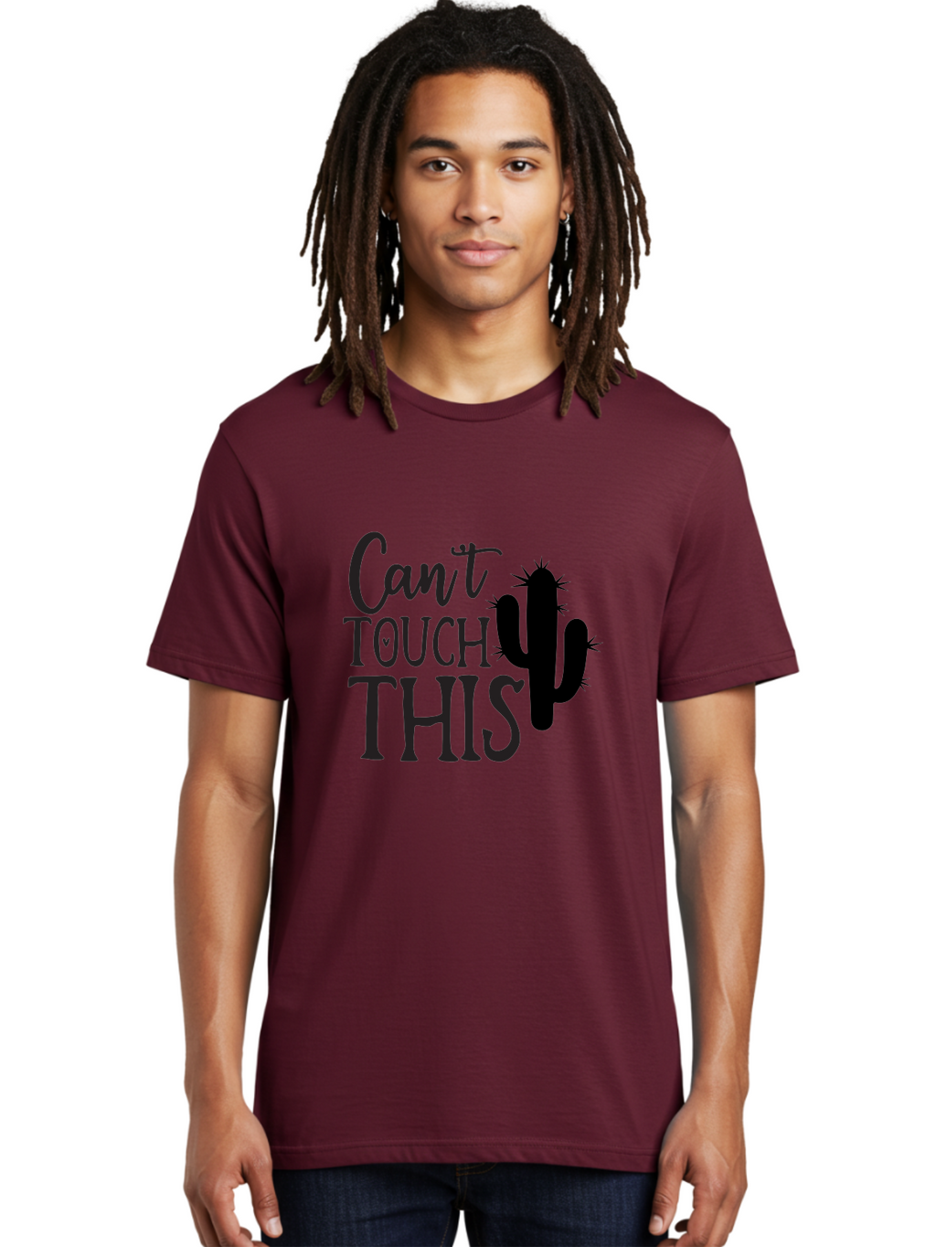 Cant-Touch-This-Cactus Men'S Graphic Tee, 100% Cotton, Comfortable Casual Summer Wear, Machine Washable, Funny Cactus Design, Prickly Humor, Cactus Silhouette, Humorous Quote, Playful Graphic, Funny Saying, Cactus Illustration, Sassy Phrase Aab568