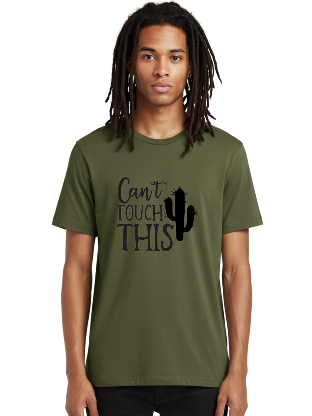 Cant-Touch-This-Cactus Men'S Graphic Tee, 100% Cotton, Comfortable Casual Summer Wear, Machine Washable, Funny Cactus Design, Prickly Humor, Cactus Silhouette, Humorous Quote, Playful Graphic, Funny Saying, Cactus Illustration, Sassy Phrase Aab568