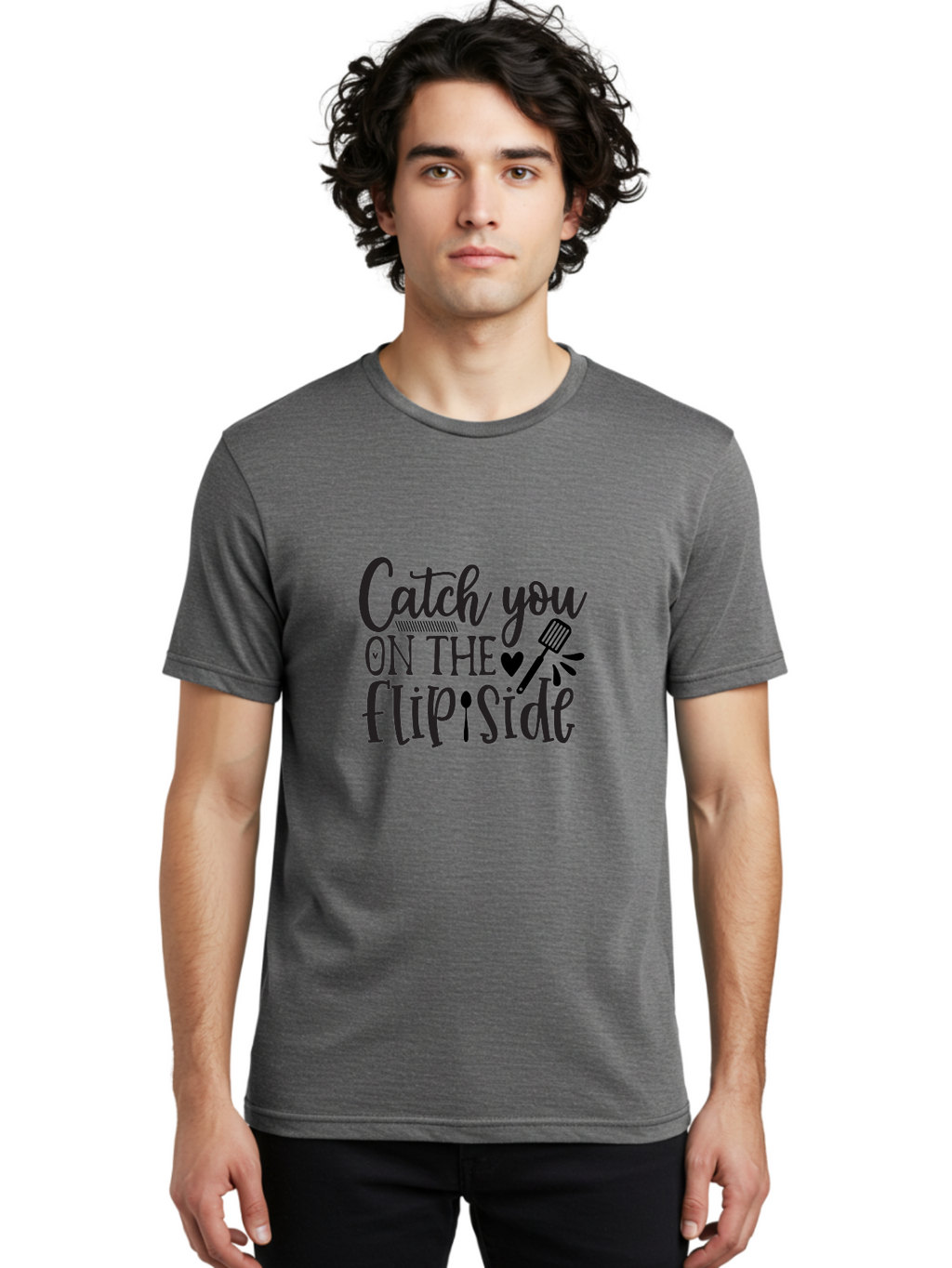 Catch-You-On-The-Flip-Side Men'S Graphic Tee, 100% Cotton, Comfortable Casual Summer Wear, Machine Washable, Funny Quote, Kitchen Humor, Barbecue Pun, Grill Master, Cooking Love, Playful Design, Witty Slogan, Cute Graphics, Kitchen Decor Aab569