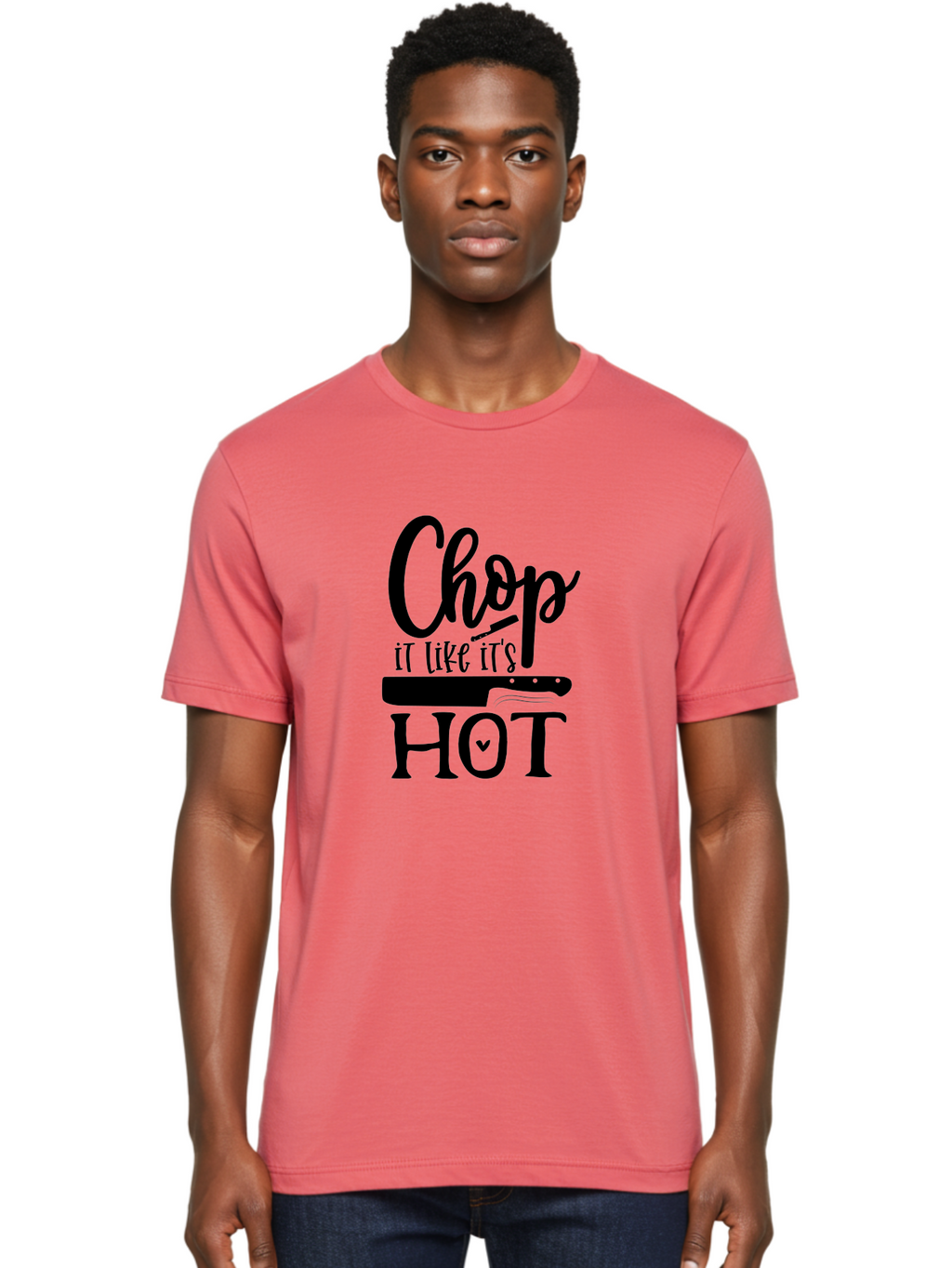 Chop-It-Like-It-S-Hot Men'S Graphic Tee, 100% Cotton, Comfortable Casual Summer Wear, Machine Washable, Funny Kitchen Quote, Chef Knife, Cooking Humor, Kitchen Decor, Culinary Art, Chef Jokes, Kitchen Inspiration Aab570