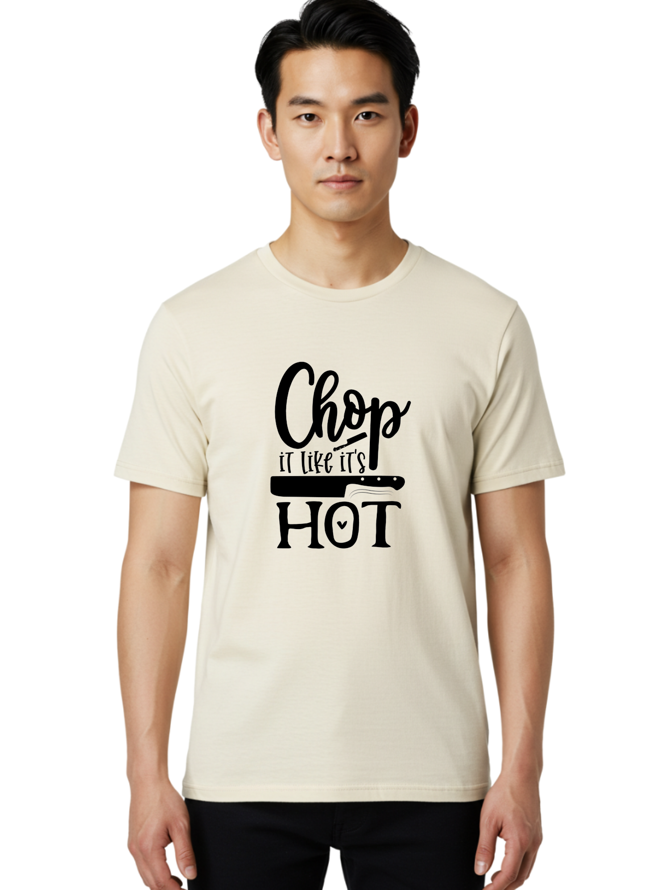 Chop-It-Like-It-S-Hot Men'S Graphic Tee, 100% Cotton, Comfortable Casual Summer Wear, Machine Washable, Funny Kitchen Quote, Chef Knife, Cooking Humor, Kitchen Decor, Culinary Art, Chef Jokes, Kitchen Inspiration Aab570