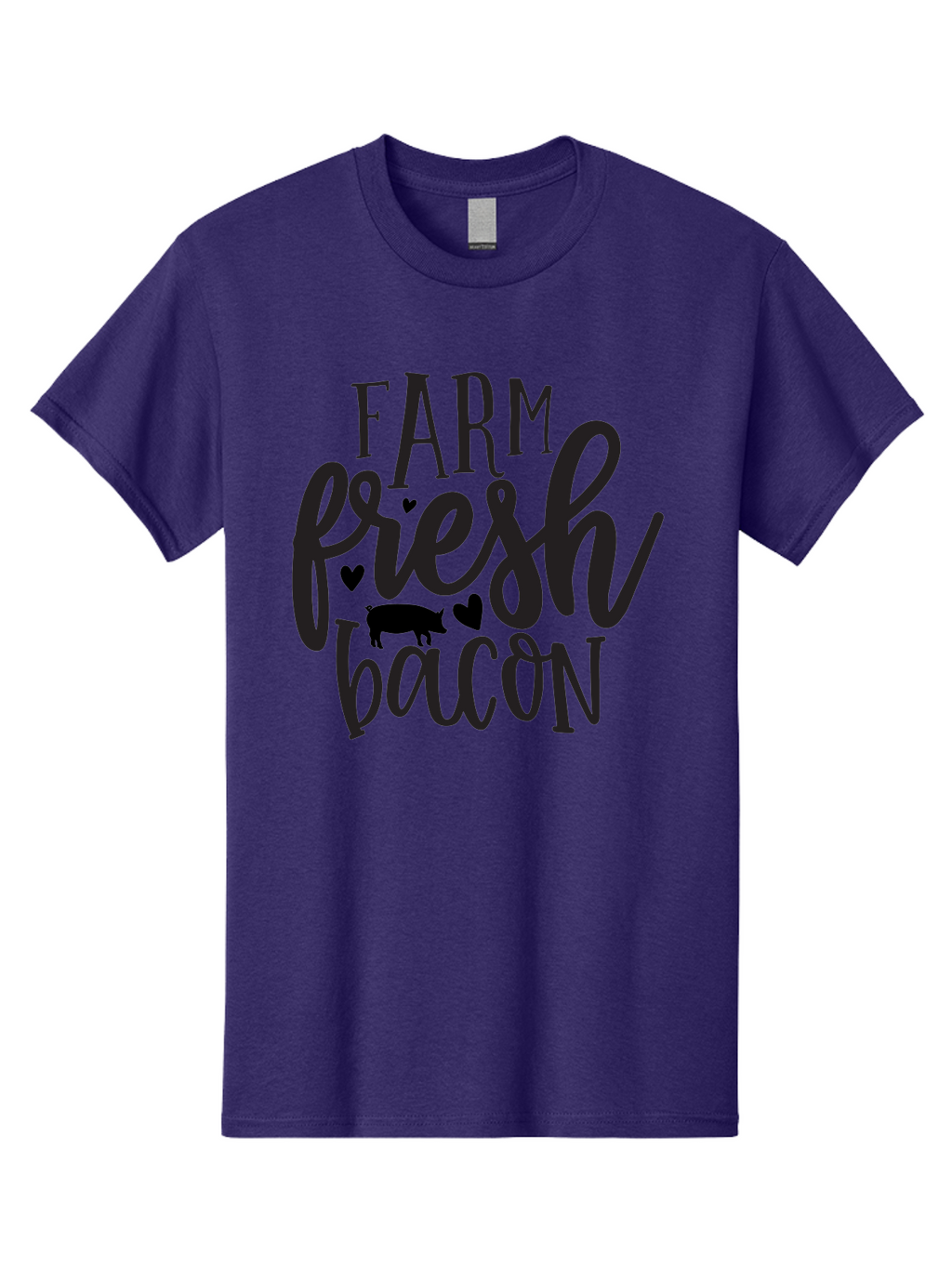 Farm-Fresh-Bacon Men'S Graphic Tee, 100% Cotton, Comfortable Casual Summer Wear, Machine Washable, Farm Fresh Bacon, Farm Food, Fresh Meat, Farm To Table, Bacon Lover, Pig Silhouette, Foodie Graphics, Kitchen Decor, Rustic Charm Aab575