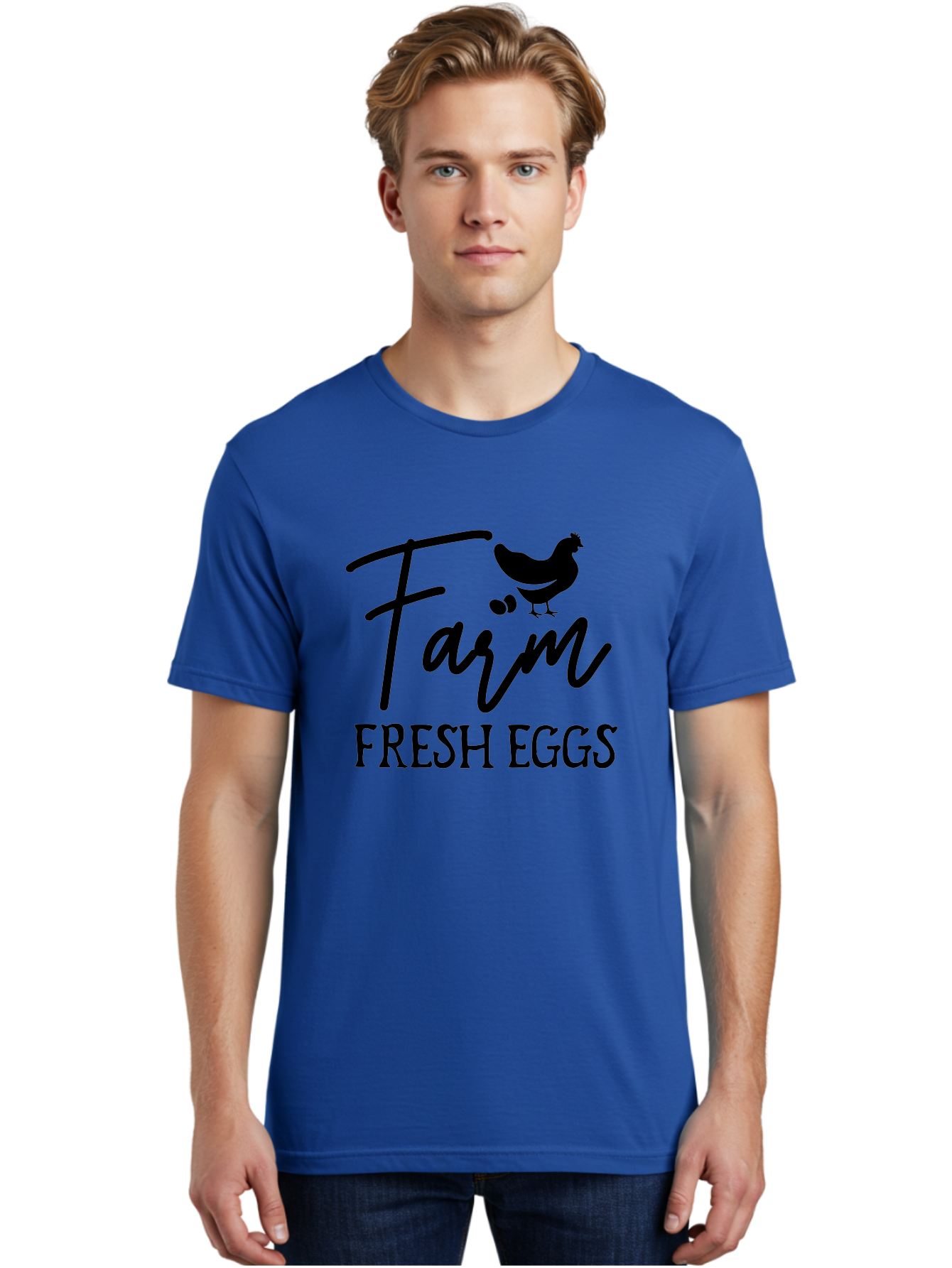 Farm-Fresh-Eggs Men'S Graphic Tee, 100% Cotton, Comfortable Casual Summer Wear, Machine Washable, Farm Fresh Eggs, Eggs, Farm, Fresh Produce, Farm Eggs, Farm Fresh Aab577
