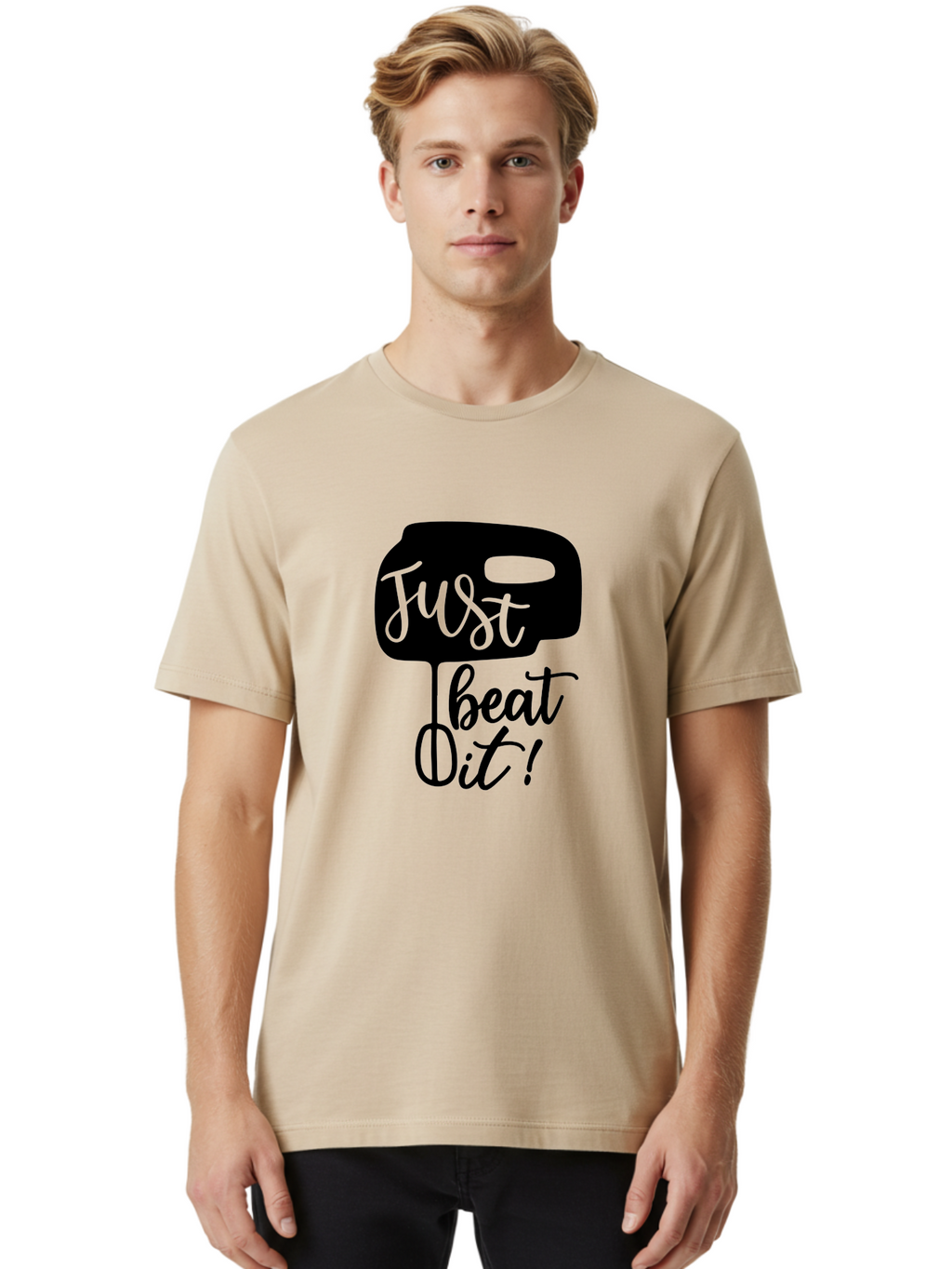 Just-Beat-It Men'S Graphic Tee, 100% Cotton, Comfortable Casual Summer Wear, Machine Washable, Boxing, Motivational Quote, Fitness Inspiration, Workout Encouragement, Just Beat It!, Boxing Graphics, Motivational Boxing Aab582