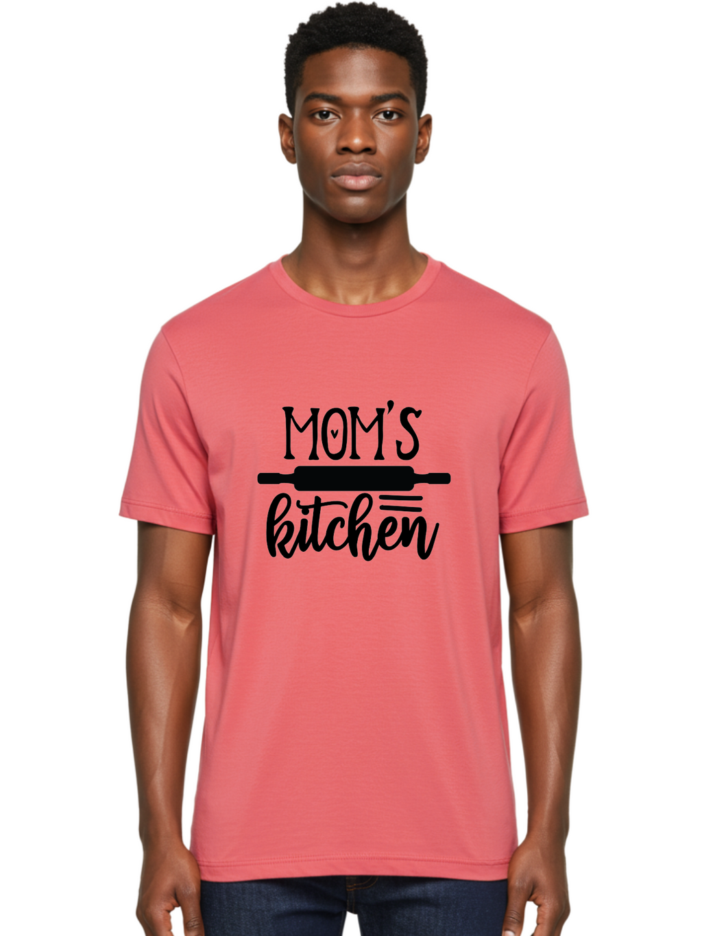 Mom-S-Kitchen Men'S Graphic Tee, 100% Cotton, Comfortable Casual Summer Wear, Machine Washable, Mom'S Kitchen, Mother'S Day Gift, Kitchen Decor, Baking, Cooking, Rolling Pin, Mother'S Kitchen, Homemade, Family Recipe, Kitchen Love, Aab586