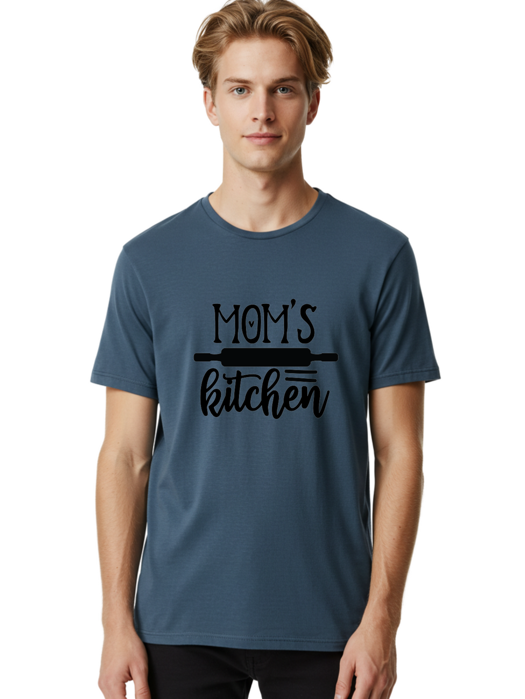 Mom-S-Kitchen Men'S Graphic Tee, 100% Cotton, Comfortable Casual Summer Wear, Machine Washable, Mom'S Kitchen, Mother'S Day Gift, Kitchen Decor, Baking, Cooking, Rolling Pin, Mother'S Kitchen, Homemade, Family Recipe, Kitchen Love, Aab586