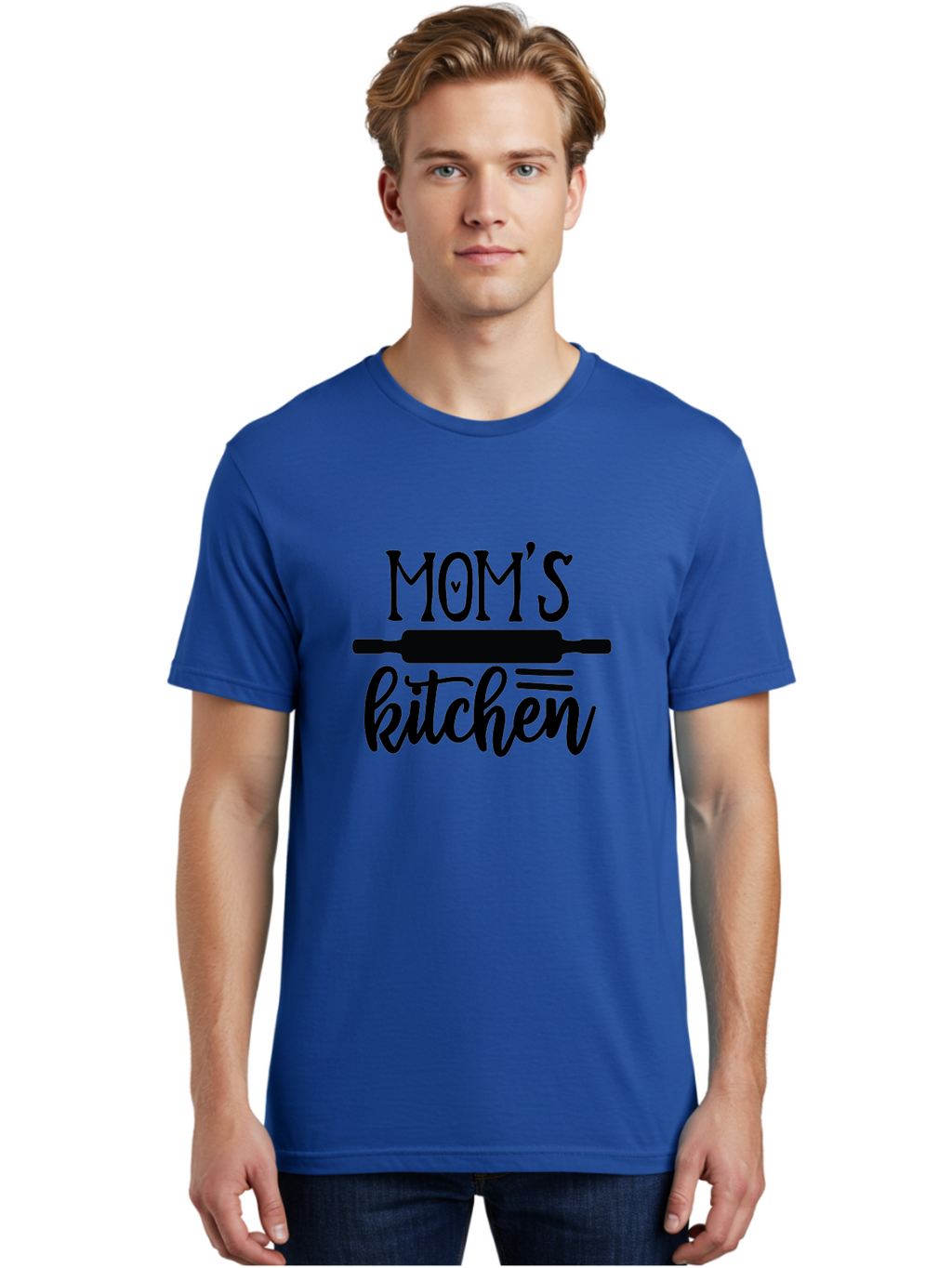 Mom-S-Kitchen Men'S Graphic Tee, 100% Cotton, Comfortable Casual Summer Wear, Machine Washable, Mom'S Kitchen, Mother'S Day Gift, Kitchen Decor, Baking, Cooking, Rolling Pin, Mother'S Kitchen, Homemade, Family Recipe, Kitchen Love, Aab586