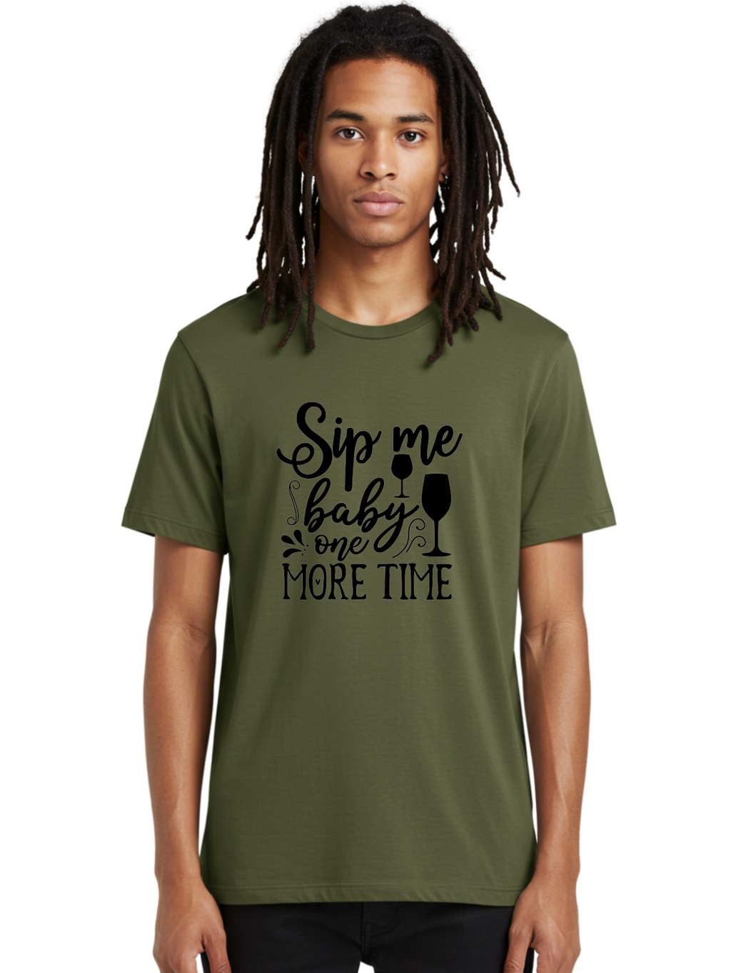 Sip-Me-Baby-One-More-Time Men'S Graphic Tee, 100% Cotton, Comfortable Casual Summer Wear, Machine Washable, Wine Glasses, Funny Quote, Sip Me Baby, Wine Lover, Party Phrase, Drinking Humor, Wine Quotes, Humorous Sayings, Aab589