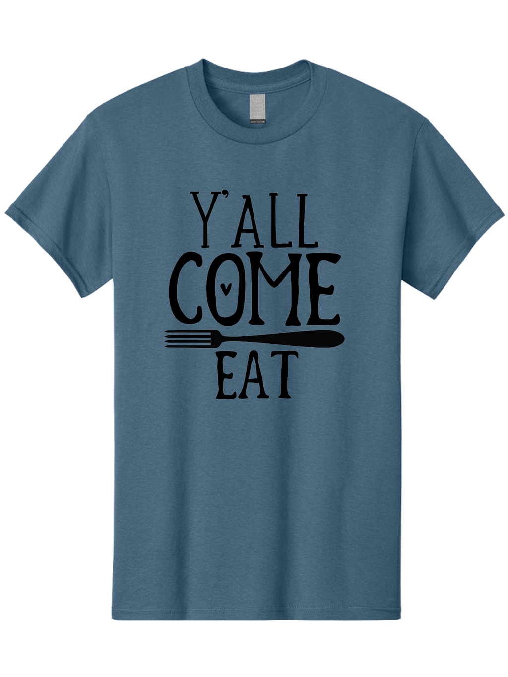 Y-All-Come-Eat Men'S Graphic Tee, 100% Cotton, Comfortable Casual Summer Wear, Machine Washable, Food Invitation, Southern Hospitality, Fork Graphic, Come Eat Sign, Restaurant Signage, Dinner Party Invitation, Casual Dining Aab597