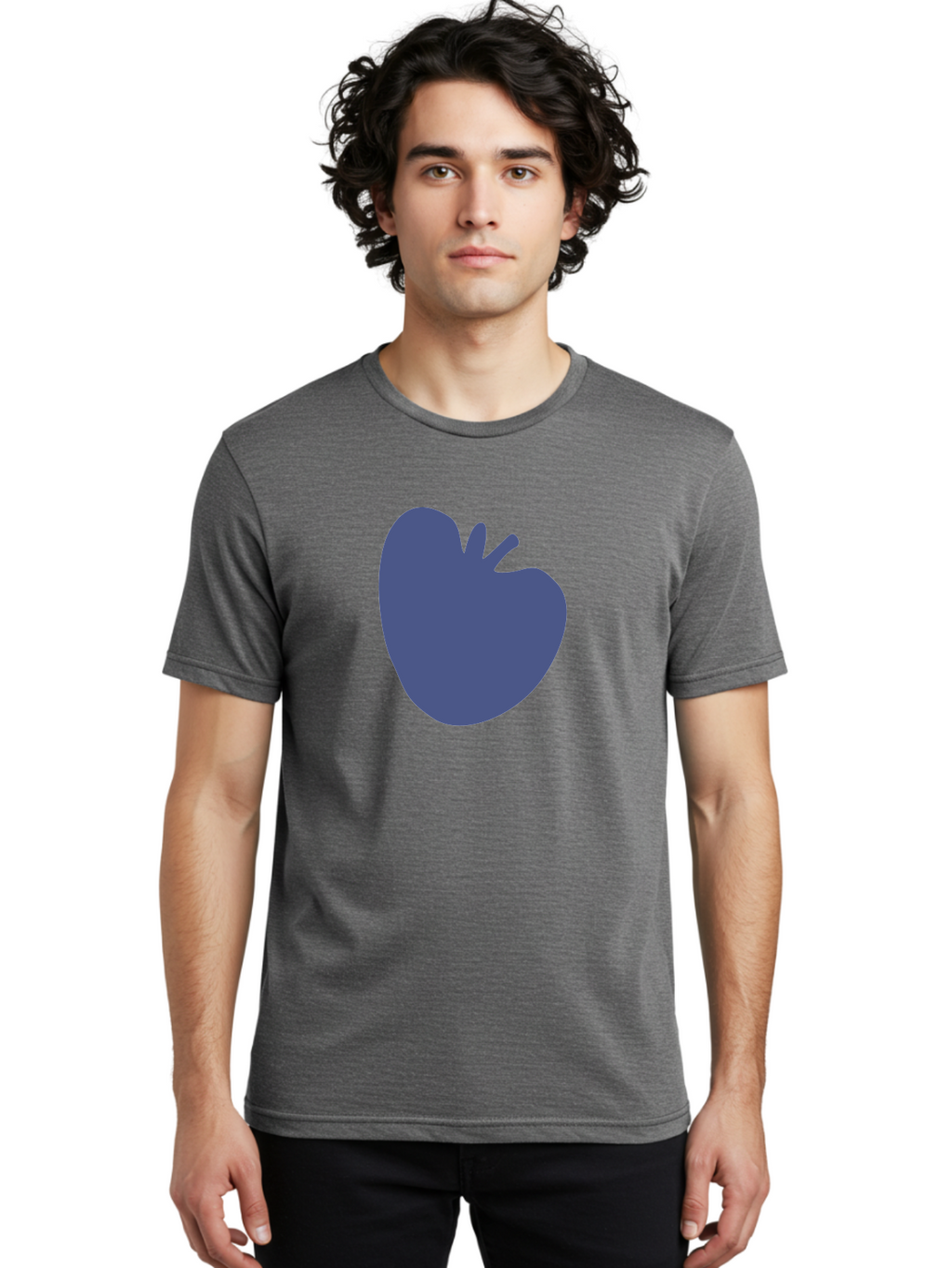 Blue-Apple-1 Men'S Graphic Tee, 100% Cotton, Comfortable Casual Summer Wear, Machine Washable, Purple Apple, Simple Design, Minimalist Logo, Fruit Symbol, Clean Graphics, Modern Illustration Aab603