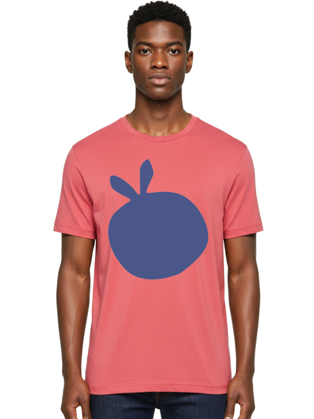 Blue-Apple Men'S Graphic Tee, 100% Cotton, Comfortable Casual Summer Wear, Machine Washable, Blue Apple, Simple Design, Minimalist Art, Blue Fruit, Digital Illustration, Apple Silhouette, Graphic Icon Aab604