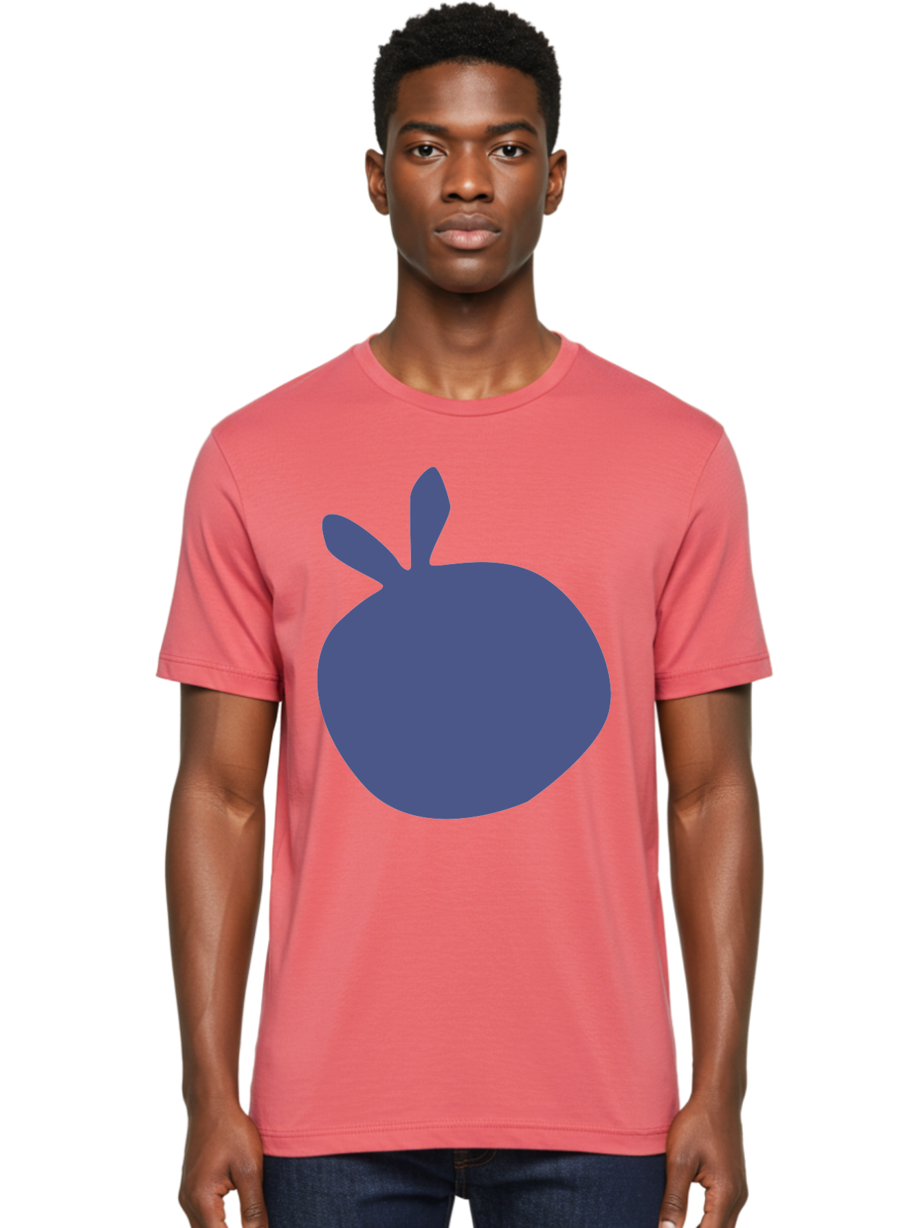 Blue-Apple Men'S Graphic Tee, 100% Cotton, Comfortable Casual Summer Wear, Machine Washable, Blue Apple, Simple Design, Minimalist Art, Blue Fruit, Digital Illustration, Apple Silhouette, Graphic Icon Aab604