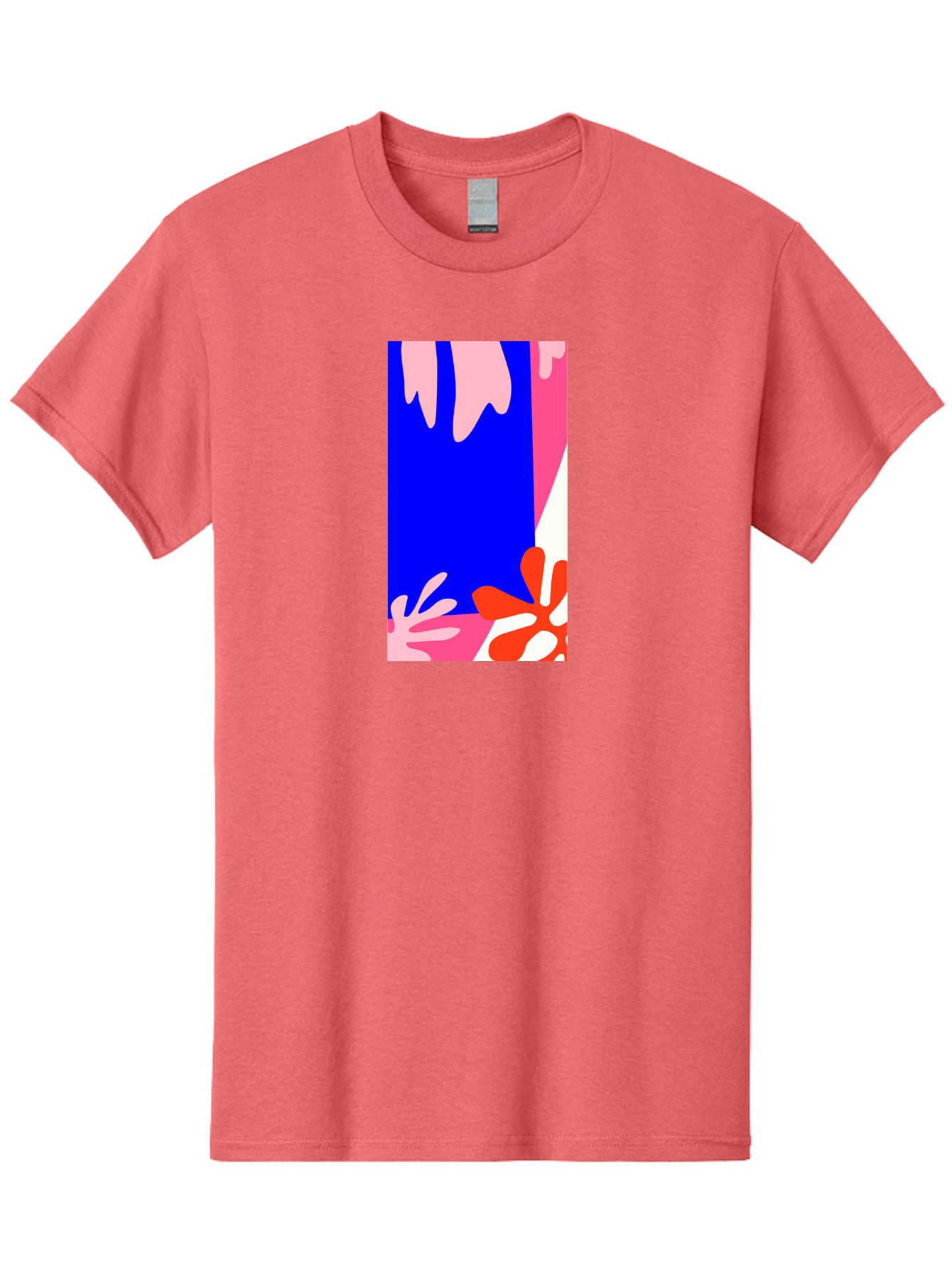 Blue-Strip Men'S Graphic Tee, 100% Cotton, Comfortable Casual Summer Wear, Machine Washable, Abstract Floral Pattern, Vibrant Colors, Blue Background, Pink And Red Flowers, Artistic Design, Modern Art, Colorful Illustration, Floral Motif Aab607