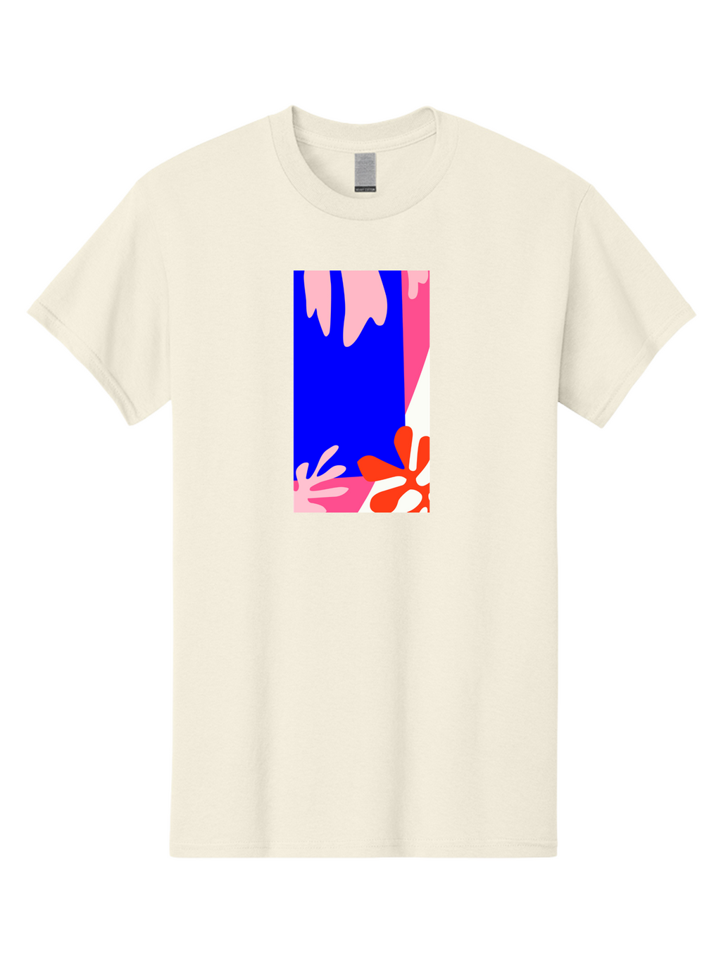 Blue-Strip Men'S Graphic Tee, 100% Cotton, Comfortable Casual Summer Wear, Machine Washable, Abstract Floral Pattern, Vibrant Colors, Blue Background, Pink And Red Flowers, Artistic Design, Modern Art, Colorful Illustration, Floral Motif Aab607