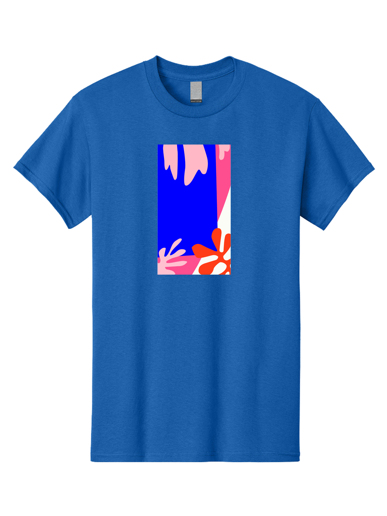 Blue-Strip Men'S Graphic Tee, 100% Cotton, Comfortable Casual Summer Wear, Machine Washable, Abstract Floral Pattern, Vibrant Colors, Blue Background, Pink And Red Flowers, Artistic Design, Modern Art, Colorful Illustration, Floral Motif Aab607