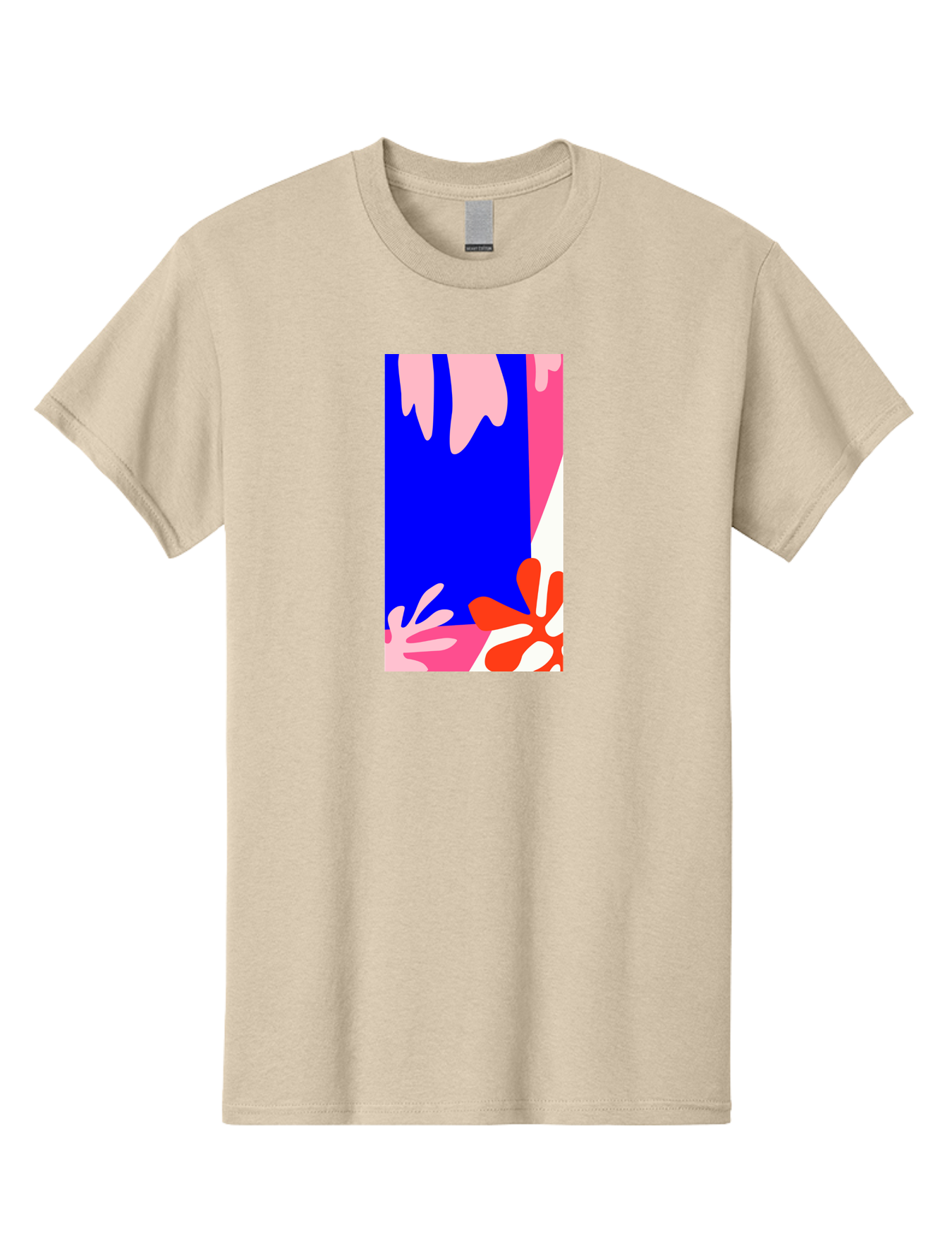 Blue-Strip Men'S Graphic Tee, 100% Cotton, Comfortable Casual Summer Wear, Machine Washable, Abstract Floral Pattern, Vibrant Colors, Blue Background, Pink And Red Flowers, Artistic Design, Modern Art, Colorful Illustration, Floral Motif Aab607