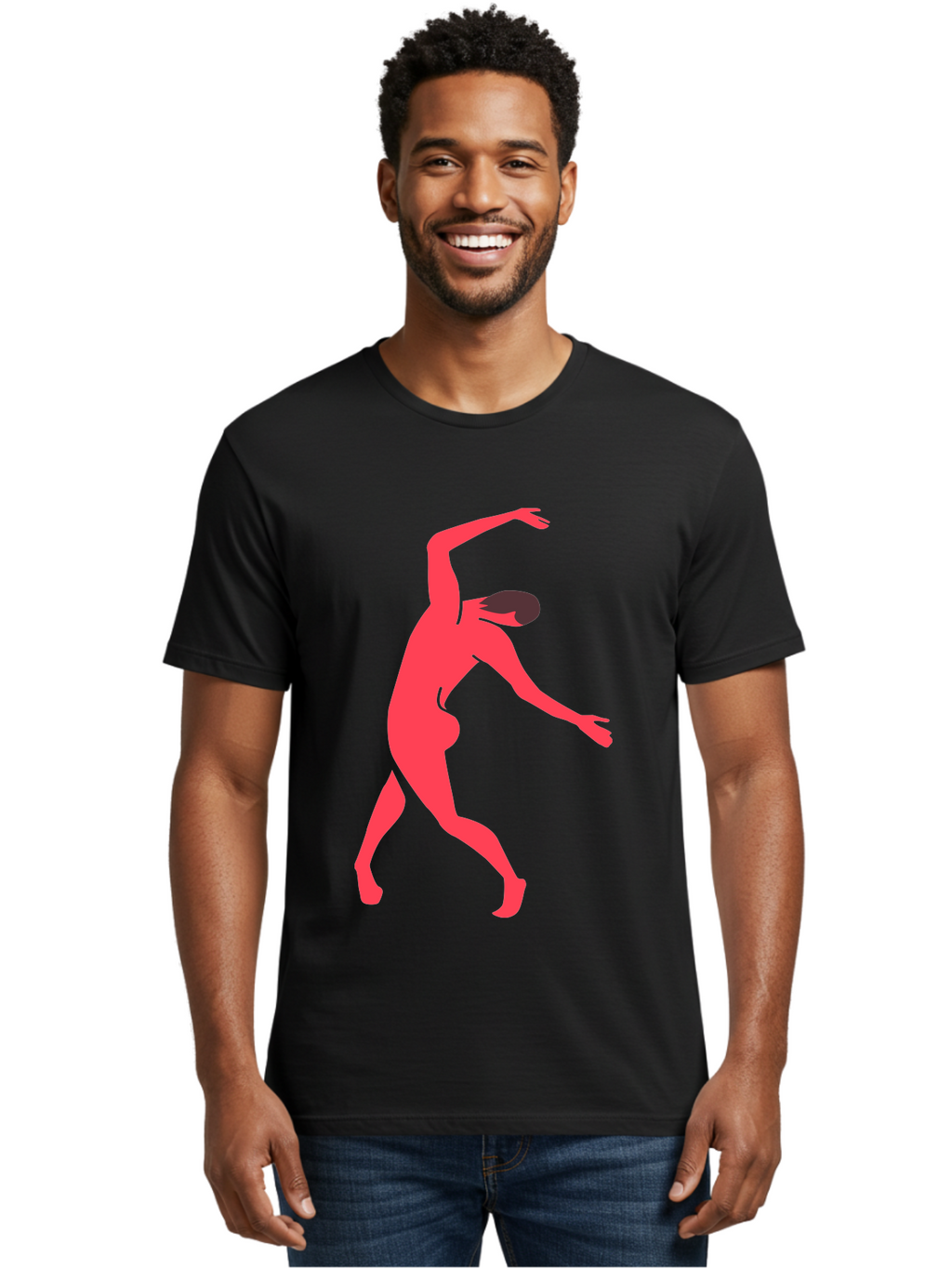 Dancer-1 Men'S Graphic Tee, 100% Cotton, Comfortable Casual Summer Wear, Machine Washable, Female Dancer, Dancing Pose, Dynamic Movement, Modern Dance, Contemporary Dance, Fluid Motion, Elegant Silhouette, Grace, Femininity, Dance Art Aab610