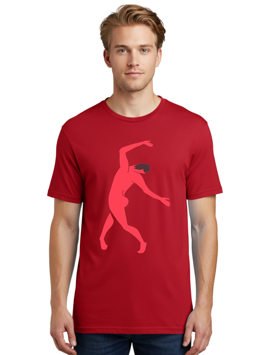 Dancer-1 Men'S Graphic Tee, 100% Cotton, Comfortable Casual Summer Wear, Machine Washable, Female Dancer, Dancing Pose, Dynamic Movement, Modern Dance, Contemporary Dance, Fluid Motion, Elegant Silhouette, Grace, Femininity, Dance Art Aab610