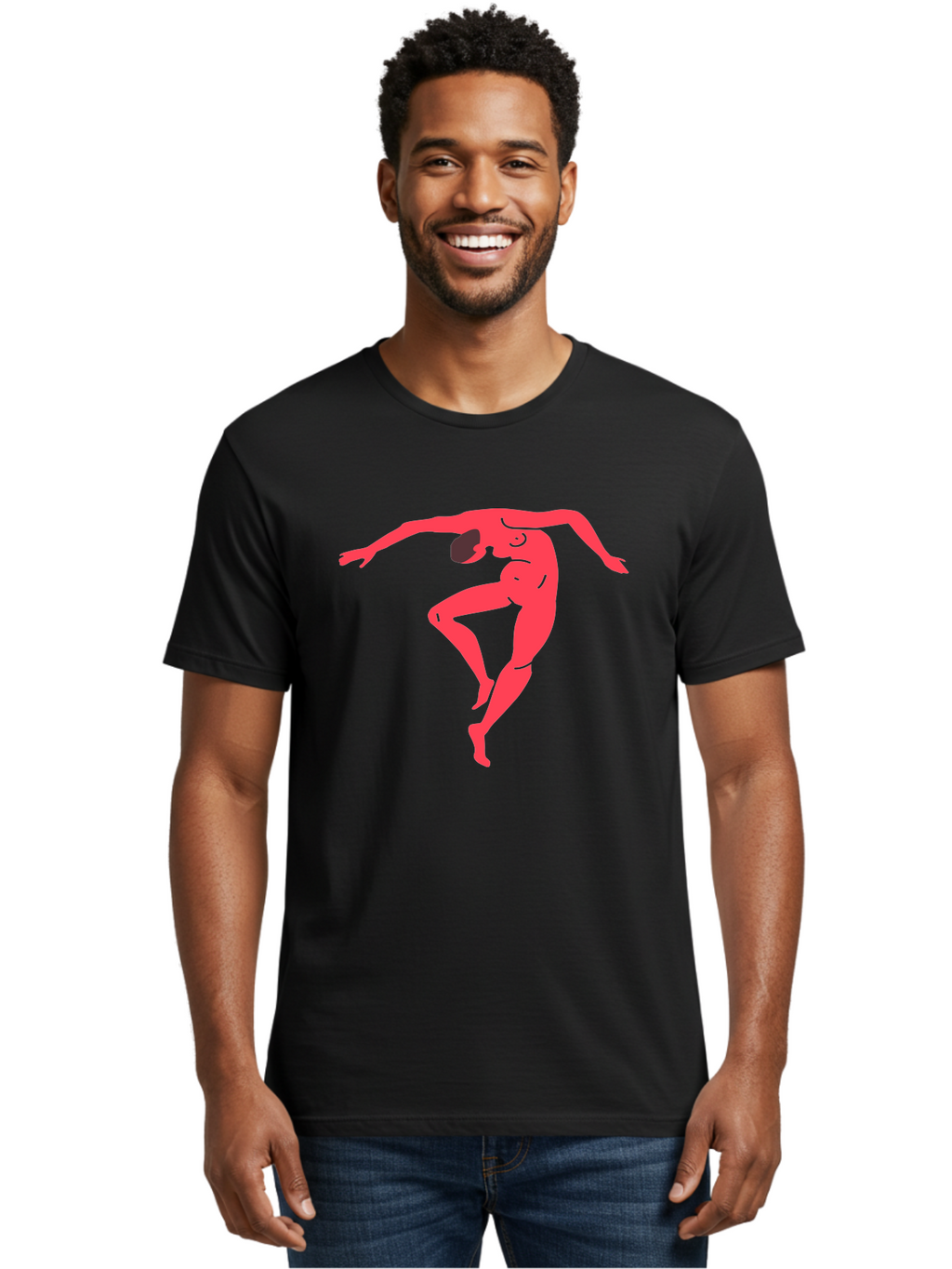 Dancer-2 Men'S Graphic Tee, 100% Cotton, Comfortable Casual Summer Wear, Machine Washable, Dynamic Pose, Human Figure, Dance Movement, Abstract Art, Minimalist Design, Modern Dance, Fluid Motion, Stylized Illustration Aab611