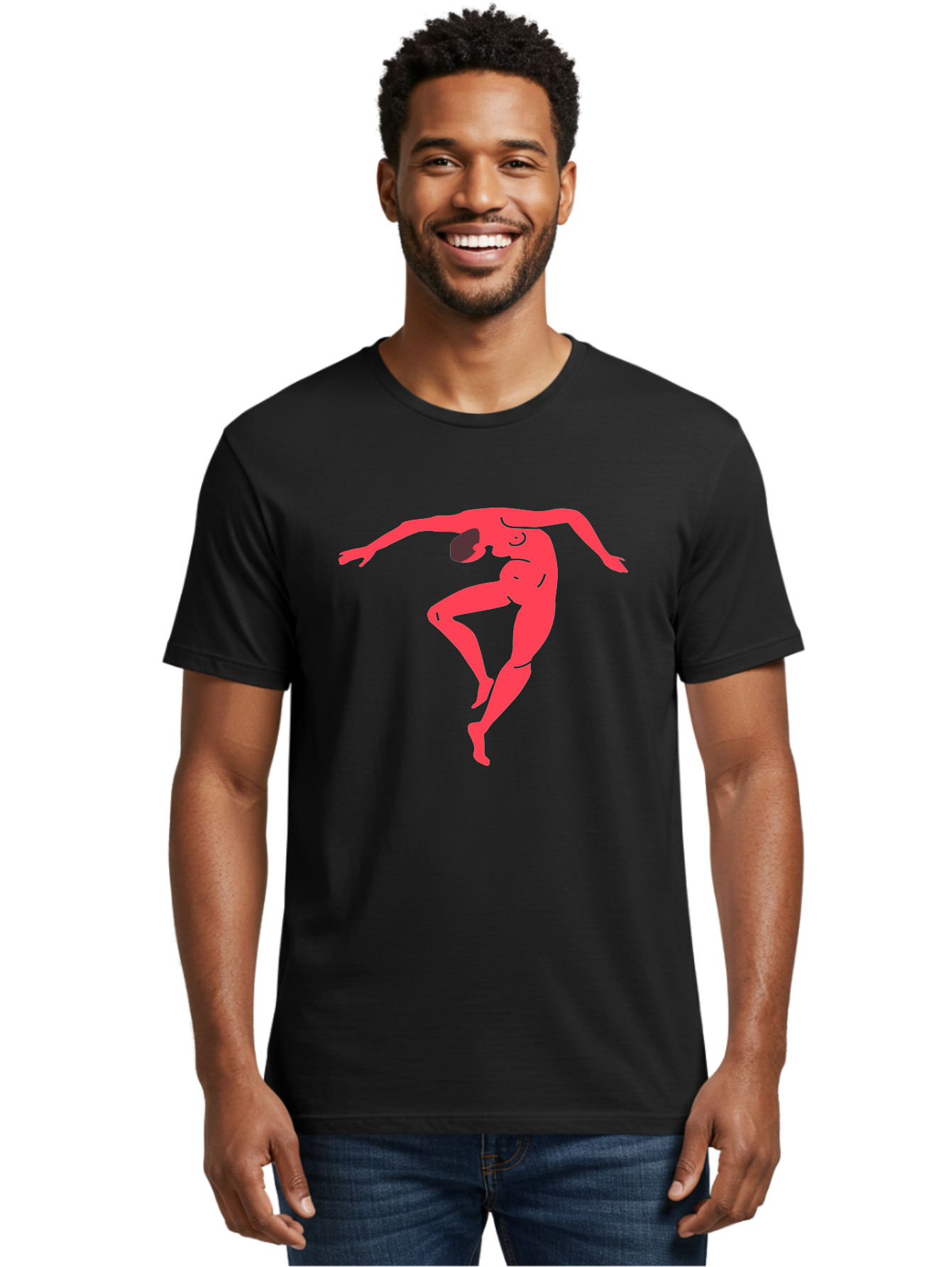 Dancer-2 Men'S Graphic Tee, 100% Cotton, Comfortable Casual Summer Wear, Machine Washable, Dynamic Pose, Human Figure, Dance Movement, Abstract Art, Minimalist Design, Modern Dance, Fluid Motion, Stylized Illustration Aab611