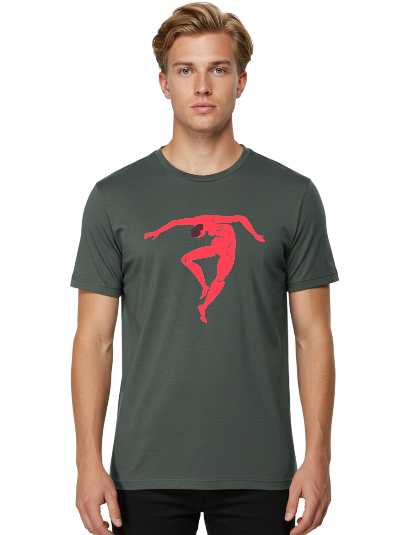 Dancer-2 Men'S Graphic Tee, 100% Cotton, Comfortable Casual Summer Wear, Machine Washable, Dynamic Pose, Human Figure, Dance Movement, Abstract Art, Minimalist Design, Modern Dance, Fluid Motion, Stylized Illustration Aab611