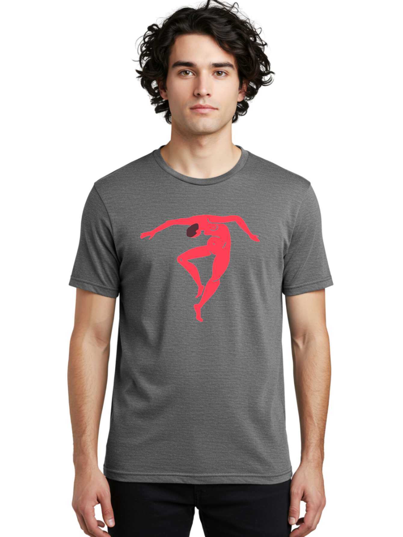Dancer-2 Men'S Graphic Tee, 100% Cotton, Comfortable Casual Summer Wear, Machine Washable, Dynamic Pose, Human Figure, Dance Movement, Abstract Art, Minimalist Design, Modern Dance, Fluid Motion, Stylized Illustration Aab611