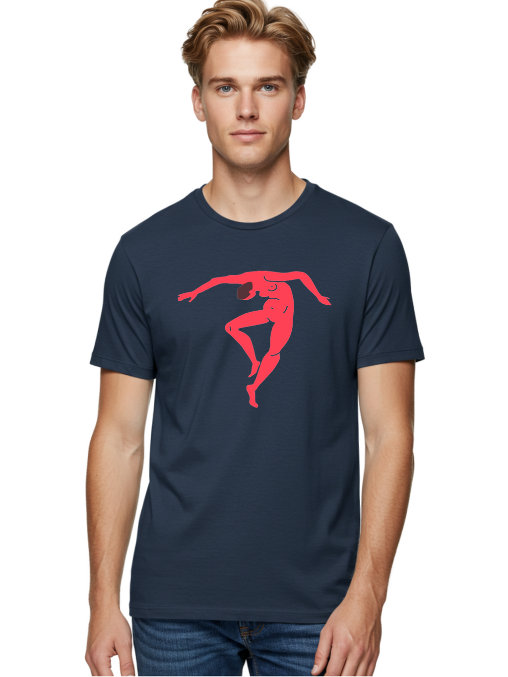 Dancer-2 Men'S Graphic Tee, 100% Cotton, Comfortable Casual Summer Wear, Machine Washable, Dynamic Pose, Human Figure, Dance Movement, Abstract Art, Minimalist Design, Modern Dance, Fluid Motion, Stylized Illustration Aab611