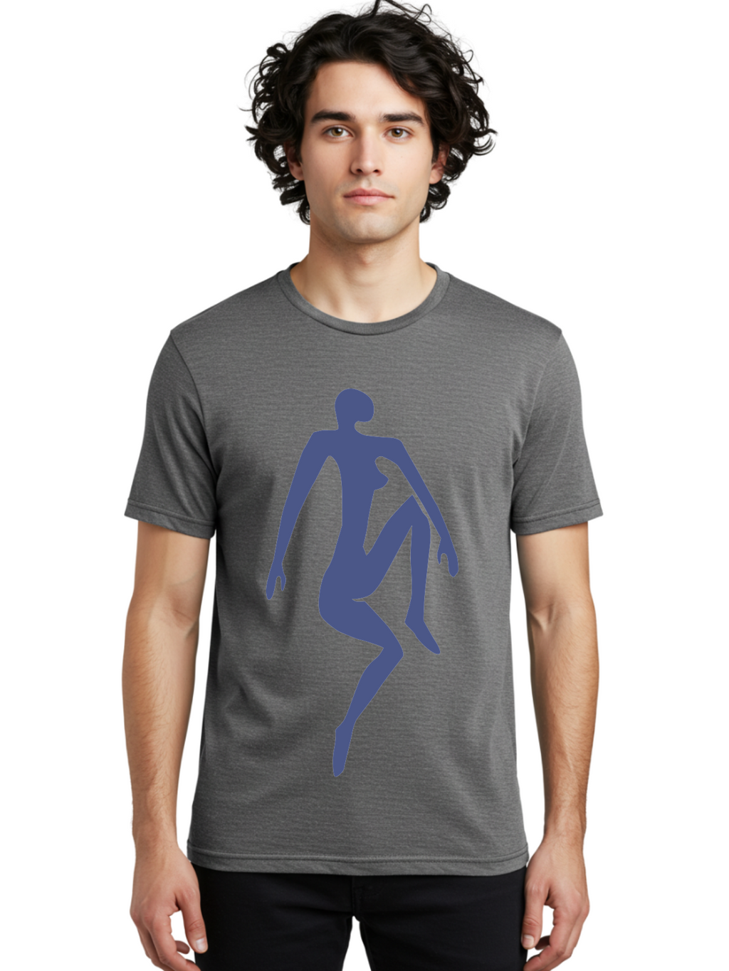 Dancer Men'S Graphic Tee, 100% Cotton, Comfortable Casual Summer Wear, Machine Washable, Nude Silhouette, Abstract Human Figure, Minimalist Art, Modern Sculpture, Elegant Pose, Flowing Lines, Abstract Representation Aab614