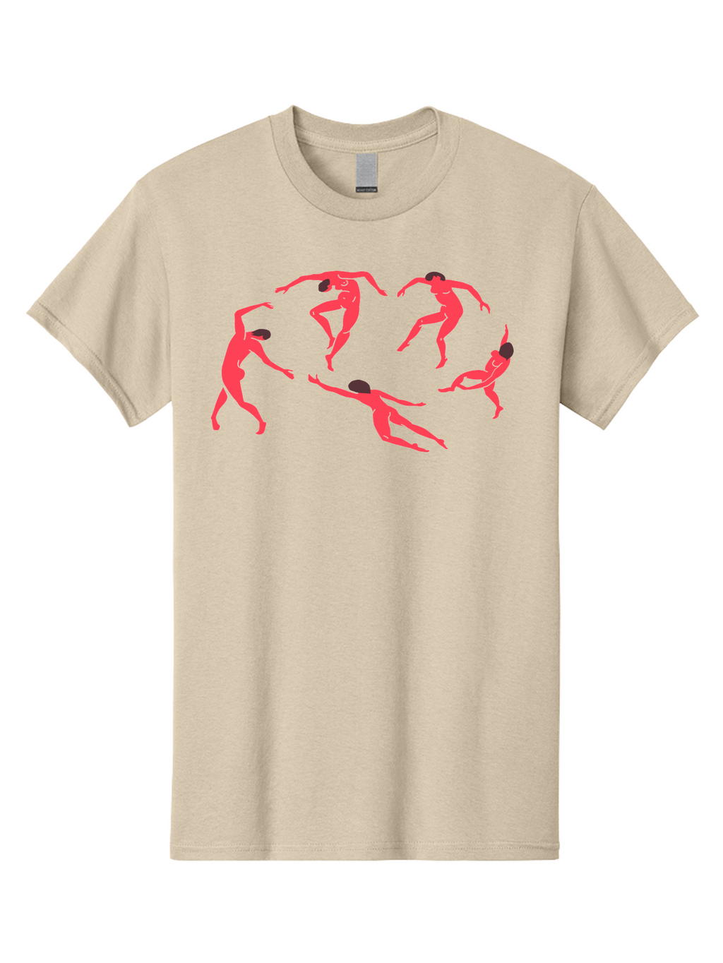 Dancing-Figures-1 Men'S Graphic Tee, 100% Cotton, Comfortable Casual Summer Wear, Machine Washable, Dancing Figures, Dynamic Movement, Neon Pink Silhouettes, Black Hair, Contemporary Dance, Fluid Motion, Abstract Art, Modern Design Aab615