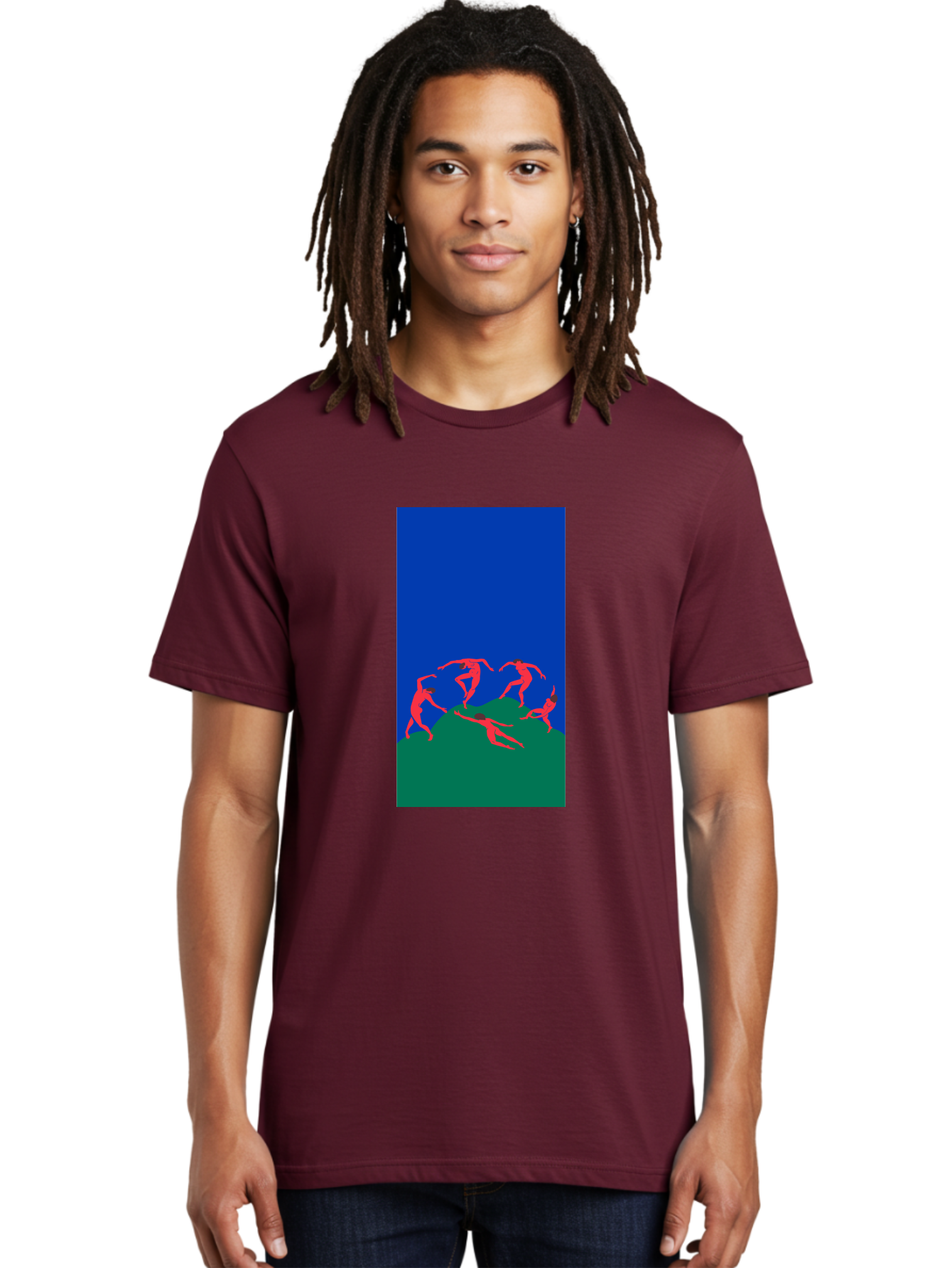 Dancing-Figures Men'S Graphic Tee, 100% Cotton, Comfortable Casual Summer Wear, Machine Washable, Dancing Silhouettes, Abstract Art, Vibrant Colors, Dynamic Movement, Energetic Poses, Artistic Expression, Modern Design, Bold Graphics Aab617