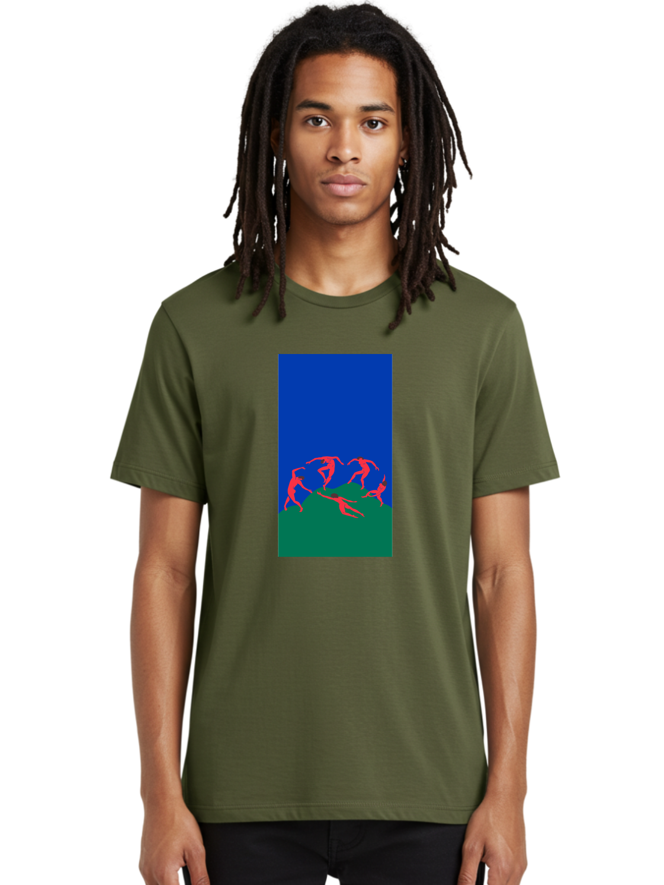 Dancing-Figures Men'S Graphic Tee, 100% Cotton, Comfortable Casual Summer Wear, Machine Washable, Dancing Silhouettes, Abstract Art, Vibrant Colors, Dynamic Movement, Energetic Poses, Artistic Expression, Modern Design, Bold Graphics Aab617