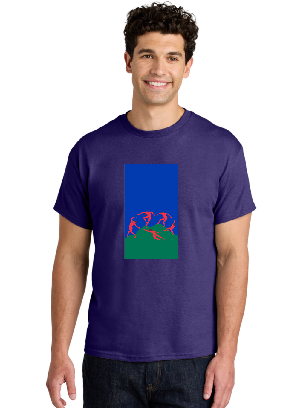 Dancing-Figures Men'S Graphic Tee, 100% Cotton, Comfortable Casual Summer Wear, Machine Washable, Dancing Silhouettes, Abstract Art, Vibrant Colors, Dynamic Movement, Energetic Poses, Artistic Expression, Modern Design, Bold Graphics Aab617