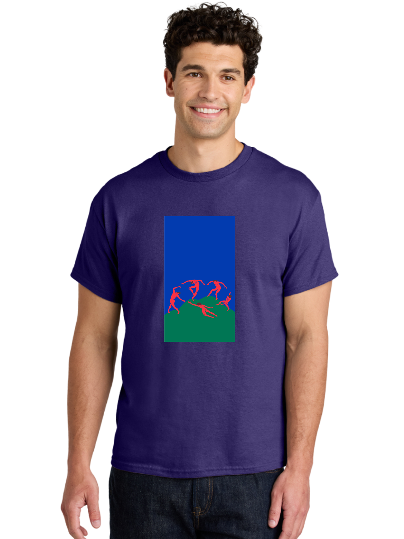 Dancing-Figures Men'S Graphic Tee, 100% Cotton, Comfortable Casual Summer Wear, Machine Washable, Dancing Silhouettes, Abstract Art, Vibrant Colors, Dynamic Movement, Energetic Poses, Artistic Expression, Modern Design, Bold Graphics Aab617