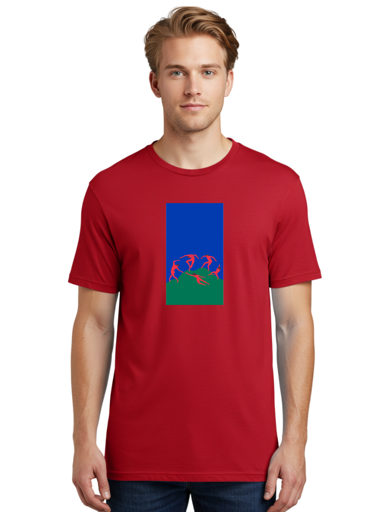 Dancing-Figures Men'S Graphic Tee, 100% Cotton, Comfortable Casual Summer Wear, Machine Washable, Dancing Silhouettes, Abstract Art, Vibrant Colors, Dynamic Movement, Energetic Poses, Artistic Expression, Modern Design, Bold Graphics Aab617