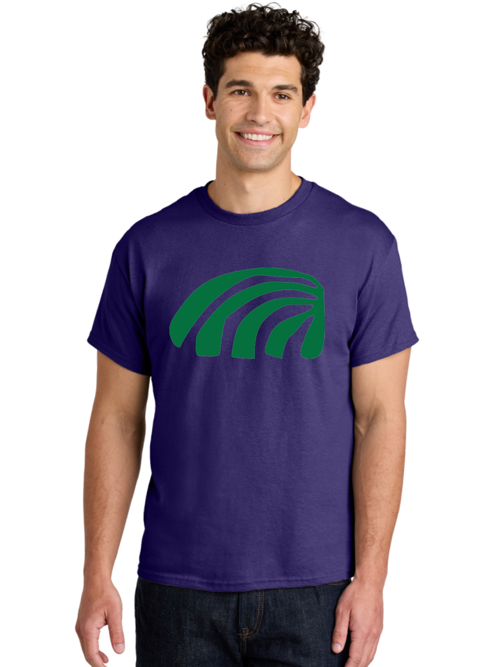 Fanning-Lines Men'S Graphic Tee, 100% Cotton, Comfortable Casual Summer Wear, Machine Washable, Wifi Symbol, Wireless Connectivity, Signal Strength, Dark Green Icon, Modern Design, Abstract Shape Aab618