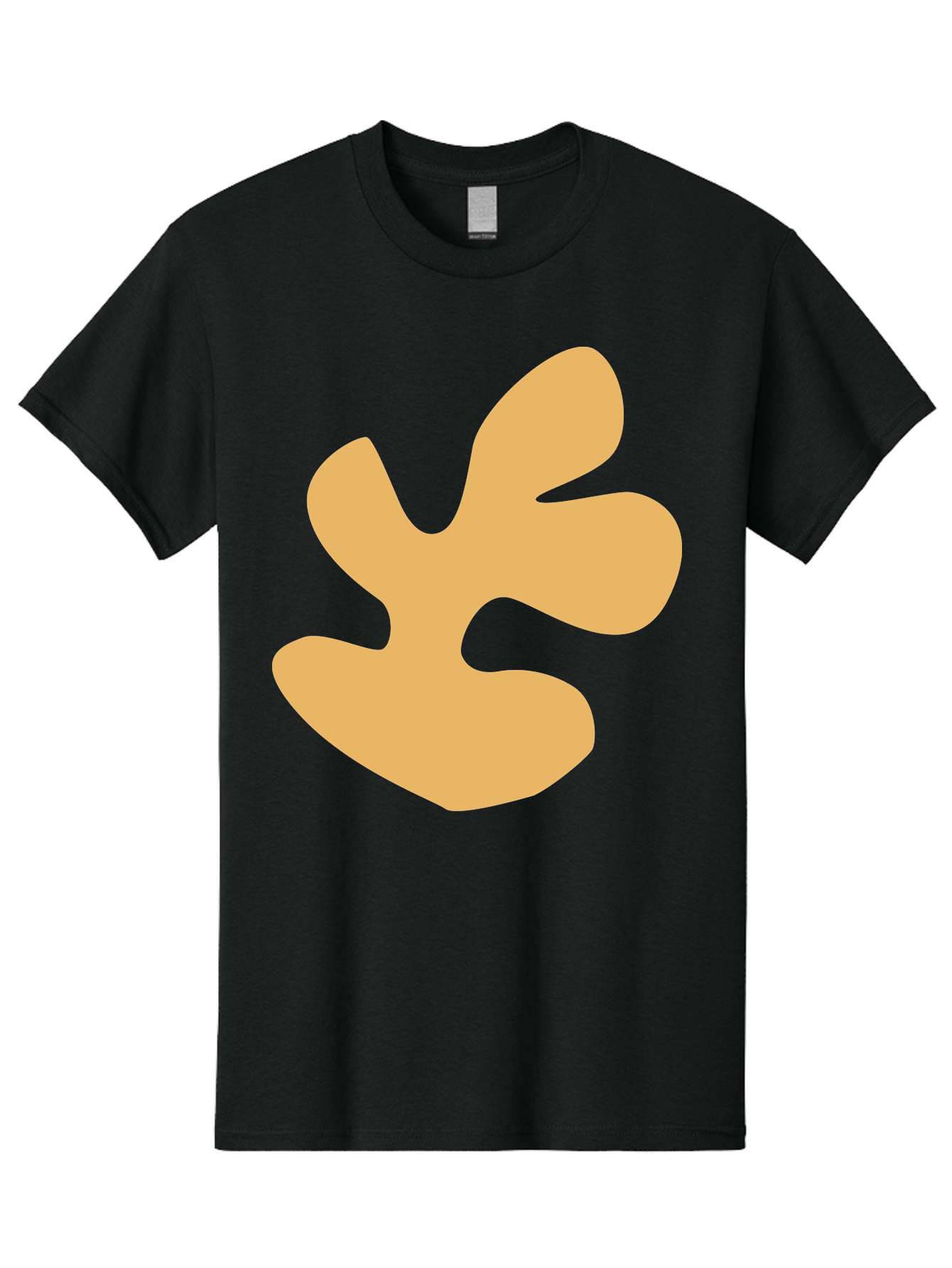 Ginkgo-Leaf Men'S Graphic Tee, 100% Cotton, Comfortable Casual Summer Wear, Machine Washable, Ginko Leaf, Abstract Shape, Minimalist Design, Simple Graphics, Tan Color, Modern Art, Digital Illustration Aab619