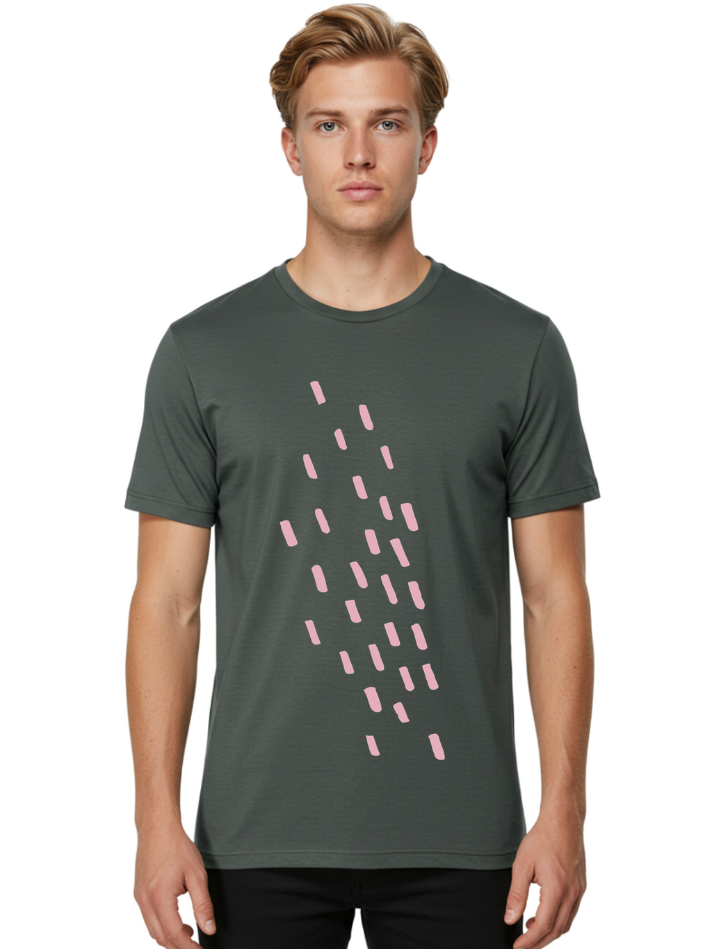 Pink-Capsules Men'S Graphic Tee, 100% Cotton, Comfortable Casual Summer Wear, Machine Washable, White Oblong Shapes, Modern Design Elements, Abstract Patterns, Minimalist Aesthetics, Graphic Design Inspiration, Creative Visuals Aab625