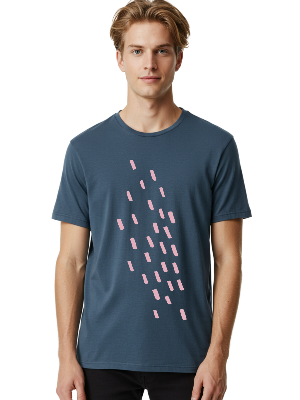 Pink-Capsules Men'S Graphic Tee, 100% Cotton, Comfortable Casual Summer Wear, Machine Washable, White Oblong Shapes, Modern Design Elements, Abstract Patterns, Minimalist Aesthetics, Graphic Design Inspiration, Creative Visuals Aab625