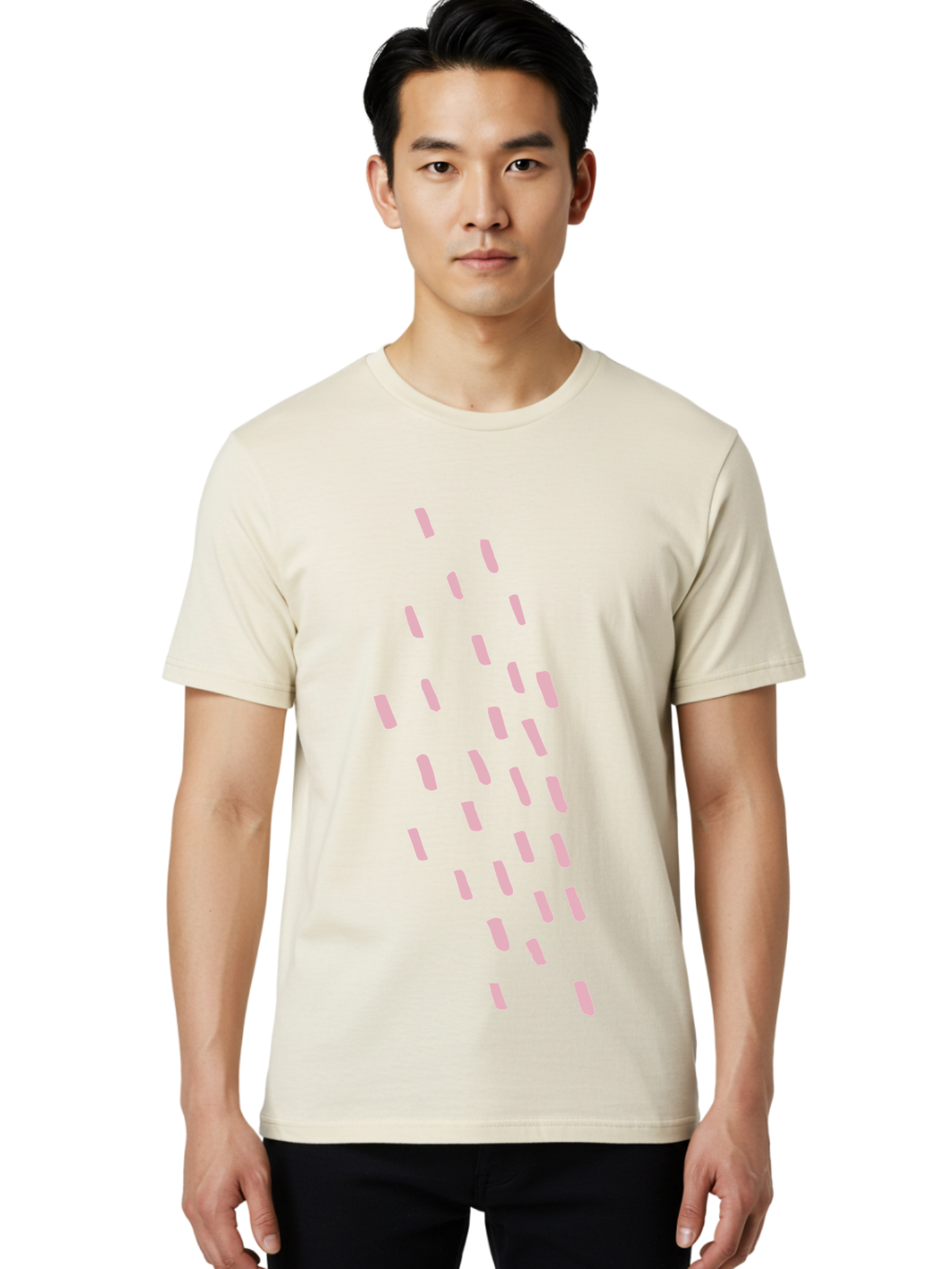Pink-Capsules Men'S Graphic Tee, 100% Cotton, Comfortable Casual Summer Wear, Machine Washable, White Oblong Shapes, Modern Design Elements, Abstract Patterns, Minimalist Aesthetics, Graphic Design Inspiration, Creative Visuals Aab625