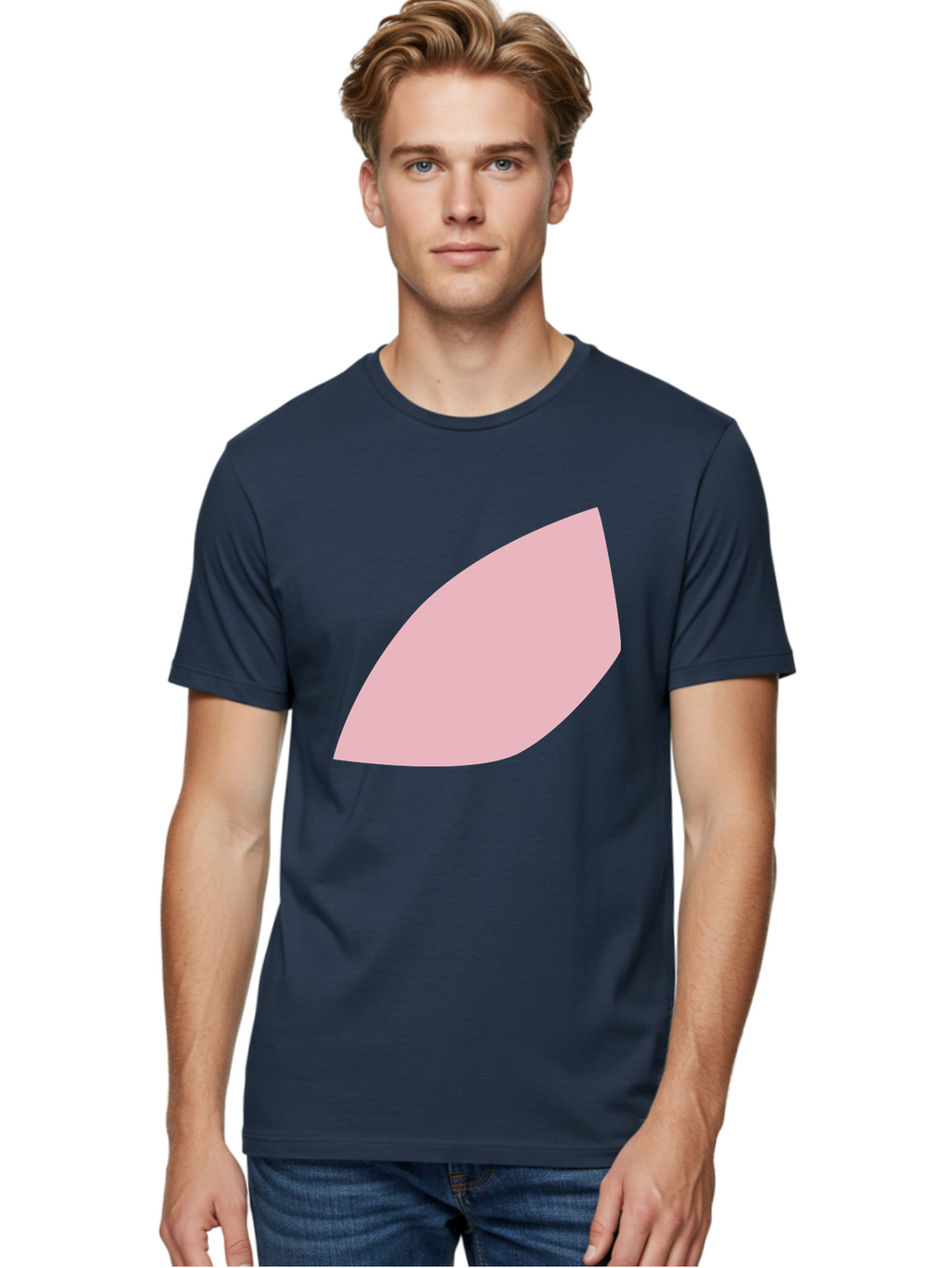 Pink-Leaf Men'S Graphic Tee, 100% Cotton, Comfortable Casual Summer Wear, Machine Washable, Pink Leaf, Simple Shape, Minimal Design, Abstract Art, Soft Pink Color, Leaf Illustration, Digital Graphics, Modern Art Aab626