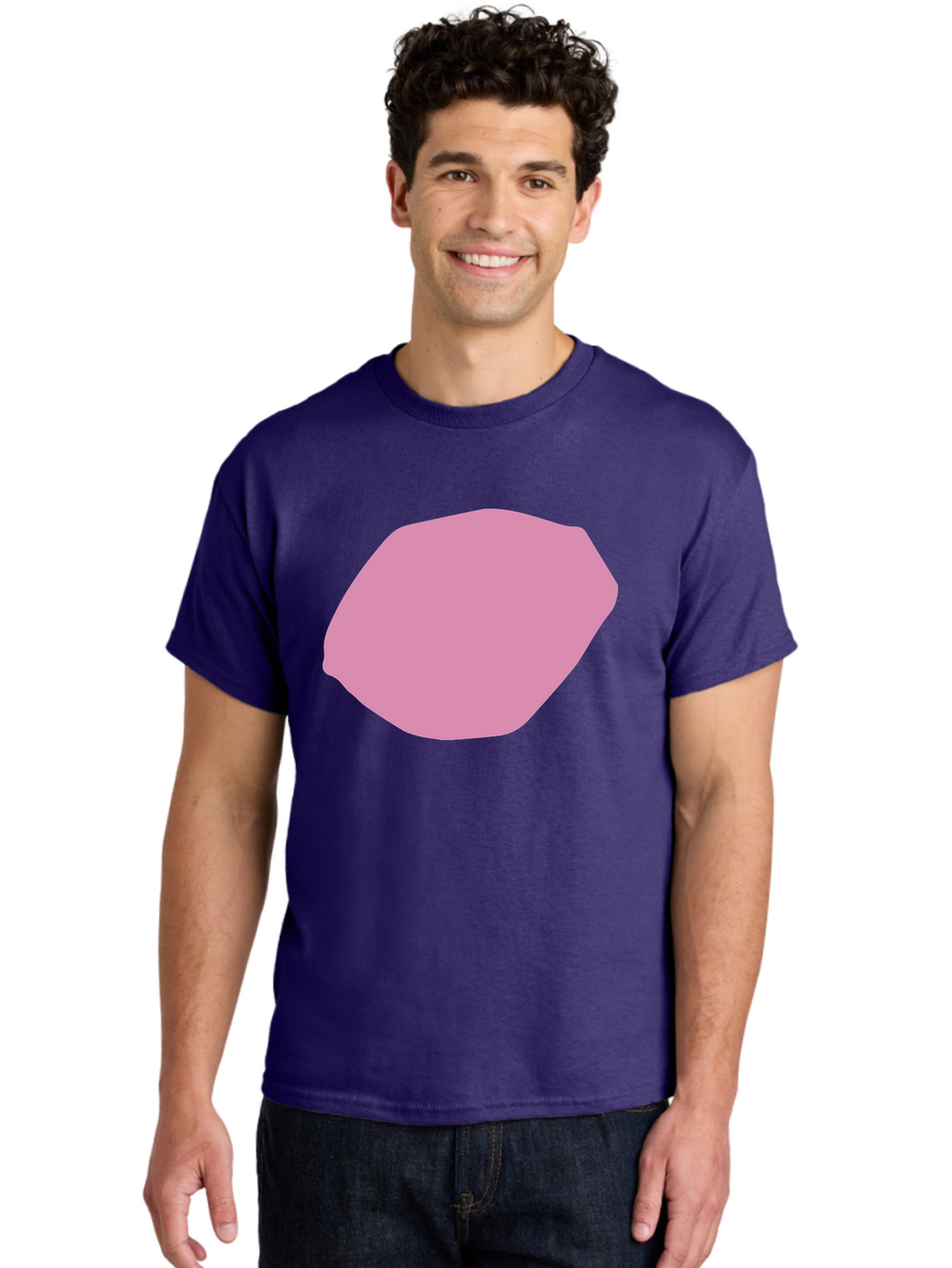 Pink-Shape-1 Men'S Graphic Tee, 100% Cotton, Comfortable Casual Summer Wear, Machine Washable, Pink Abstract Shape, Geometric Form, Pastel Color, Modern Design, Simple Composition, Artistic Element, Digital Art Aab628