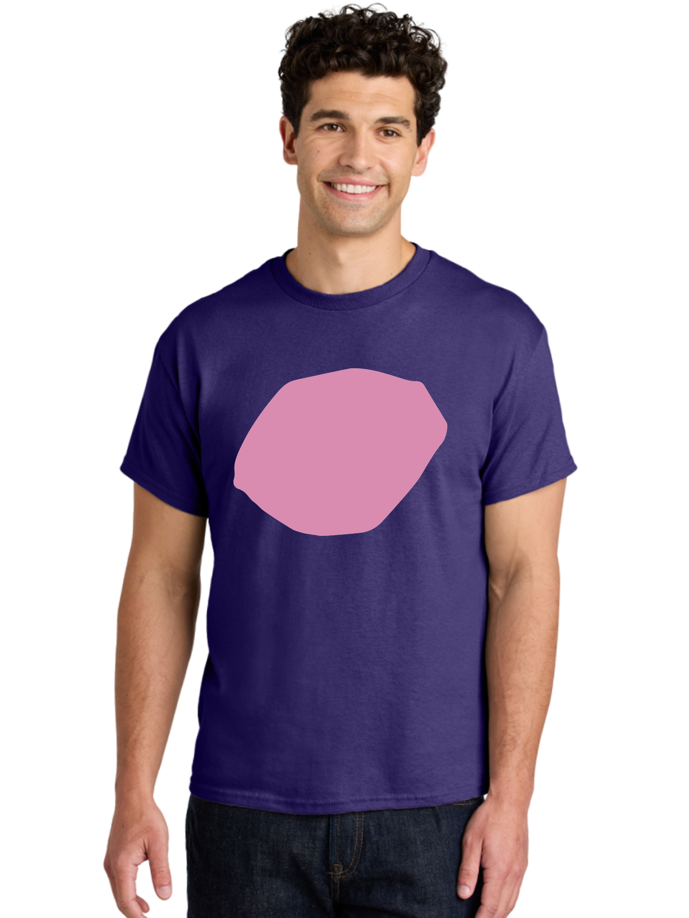 Pink-Shape-1 Men'S Graphic Tee, 100% Cotton, Comfortable Casual Summer Wear, Machine Washable, Pink Abstract Shape, Geometric Form, Pastel Color, Modern Design, Simple Composition, Artistic Element, Digital Art Aab628