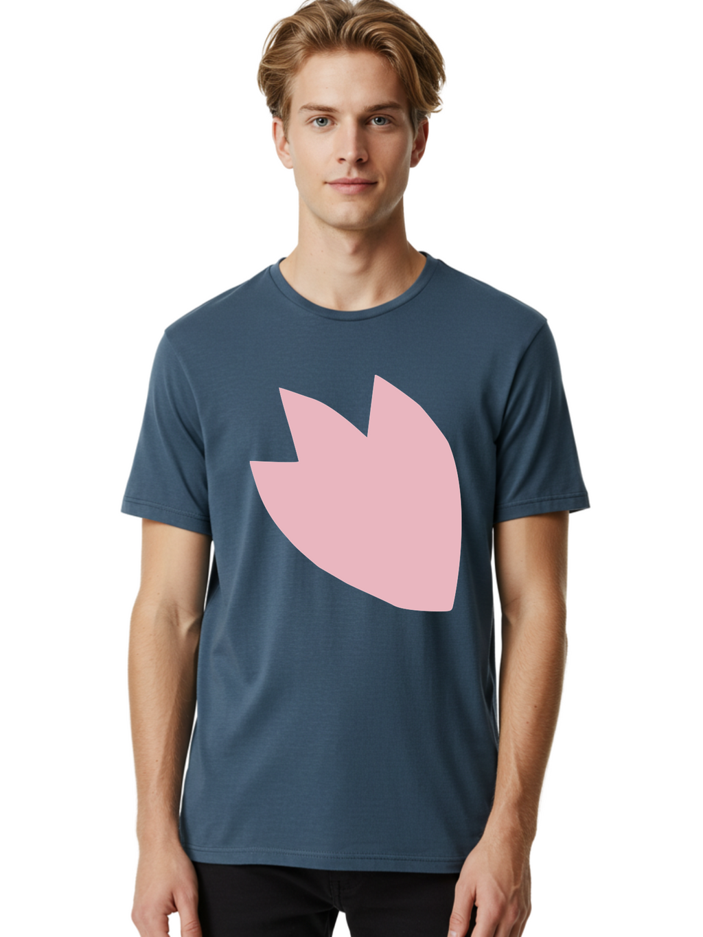 Pink-Tulip Men'S Graphic Tee, 100% Cotton, Comfortable Casual Summer Wear, Machine Washable, Pink Flower, Tulip Silhouette, Minimalist Design, Simple Shape, Floral Element, Soft Pink Hue, Abstract Shape Aab631