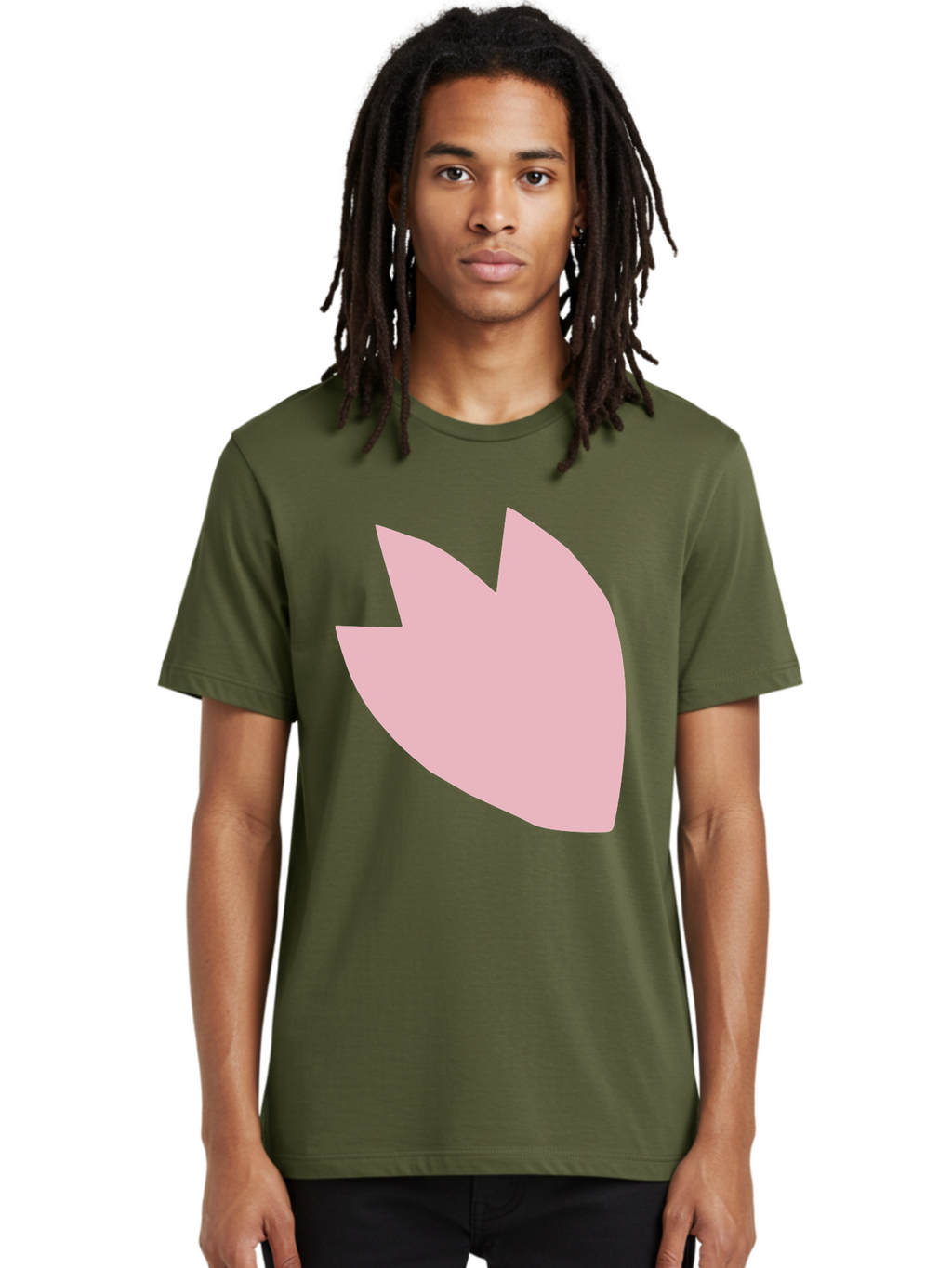 Pink-Tulip Men'S Graphic Tee, 100% Cotton, Comfortable Casual Summer Wear, Machine Washable, Pink Flower, Tulip Silhouette, Minimalist Design, Simple Shape, Floral Element, Soft Pink Hue, Abstract Shape Aab631
