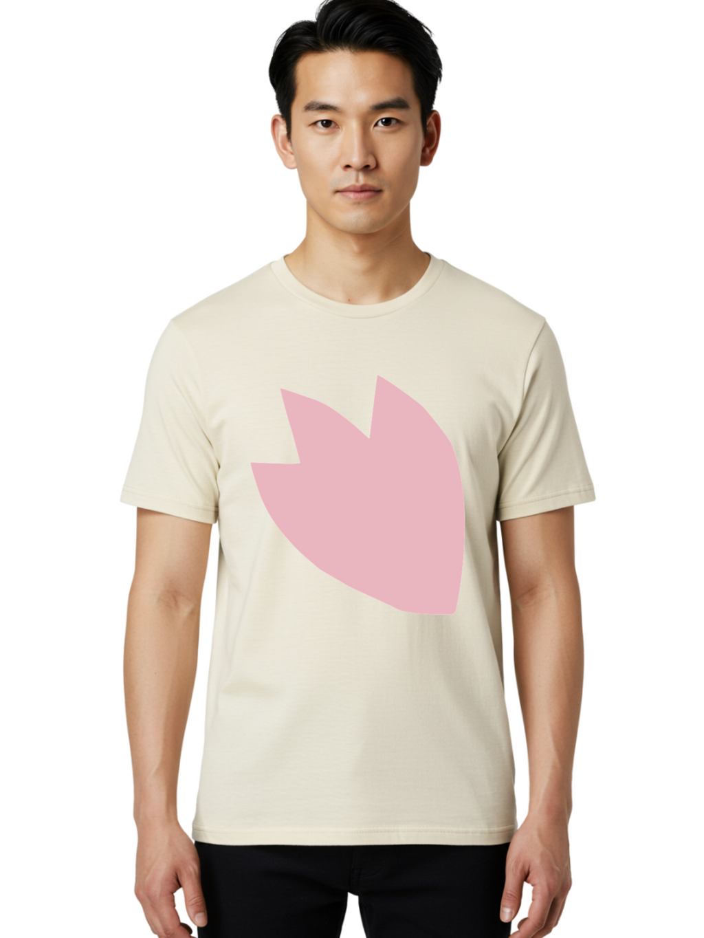 Pink-Tulip Men'S Graphic Tee, 100% Cotton, Comfortable Casual Summer Wear, Machine Washable, Pink Flower, Tulip Silhouette, Minimalist Design, Simple Shape, Floral Element, Soft Pink Hue, Abstract Shape Aab631
